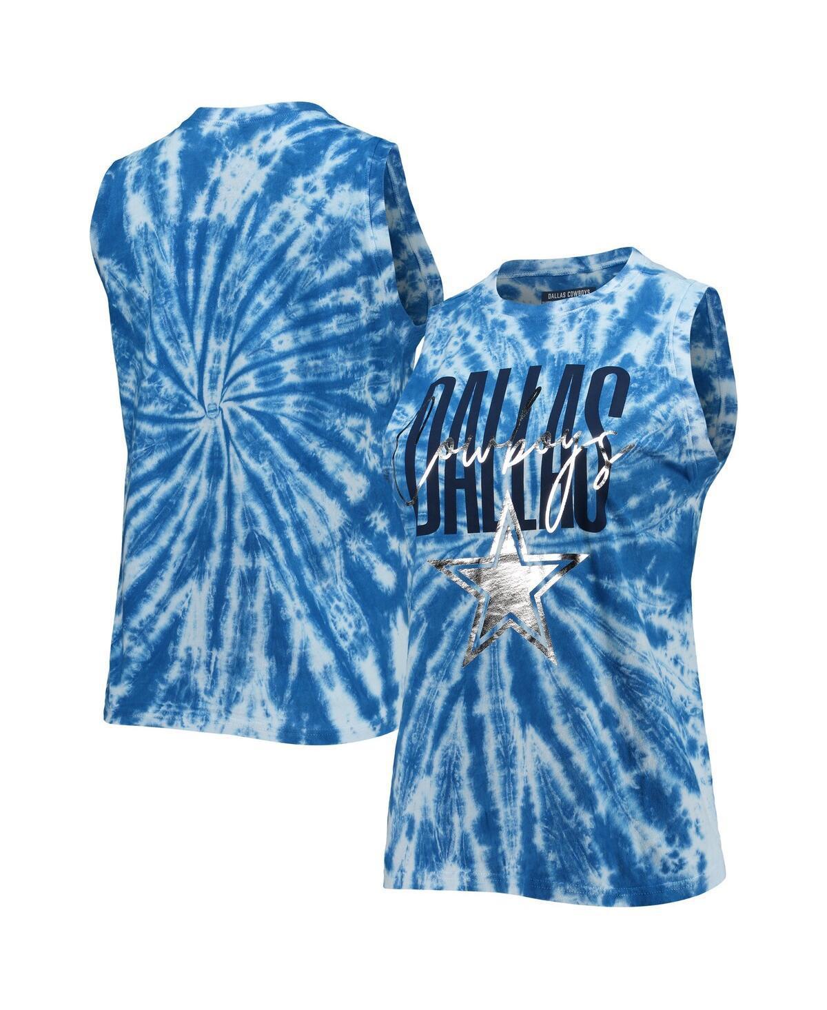 Women's Lauren James Royal Dallas Cowboys Tie-Dye Jersey Boxy Tank Top, Size: Small, Blue Product Image