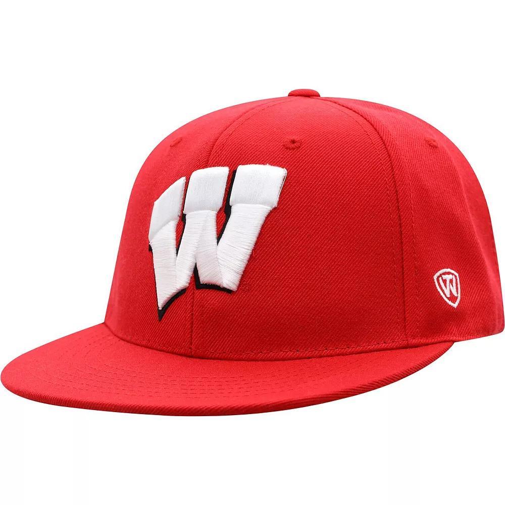 Men's Top of the World Red Wisconsin Badgers Team Color Fitted Hat, Size: 7 1/4 Product Image