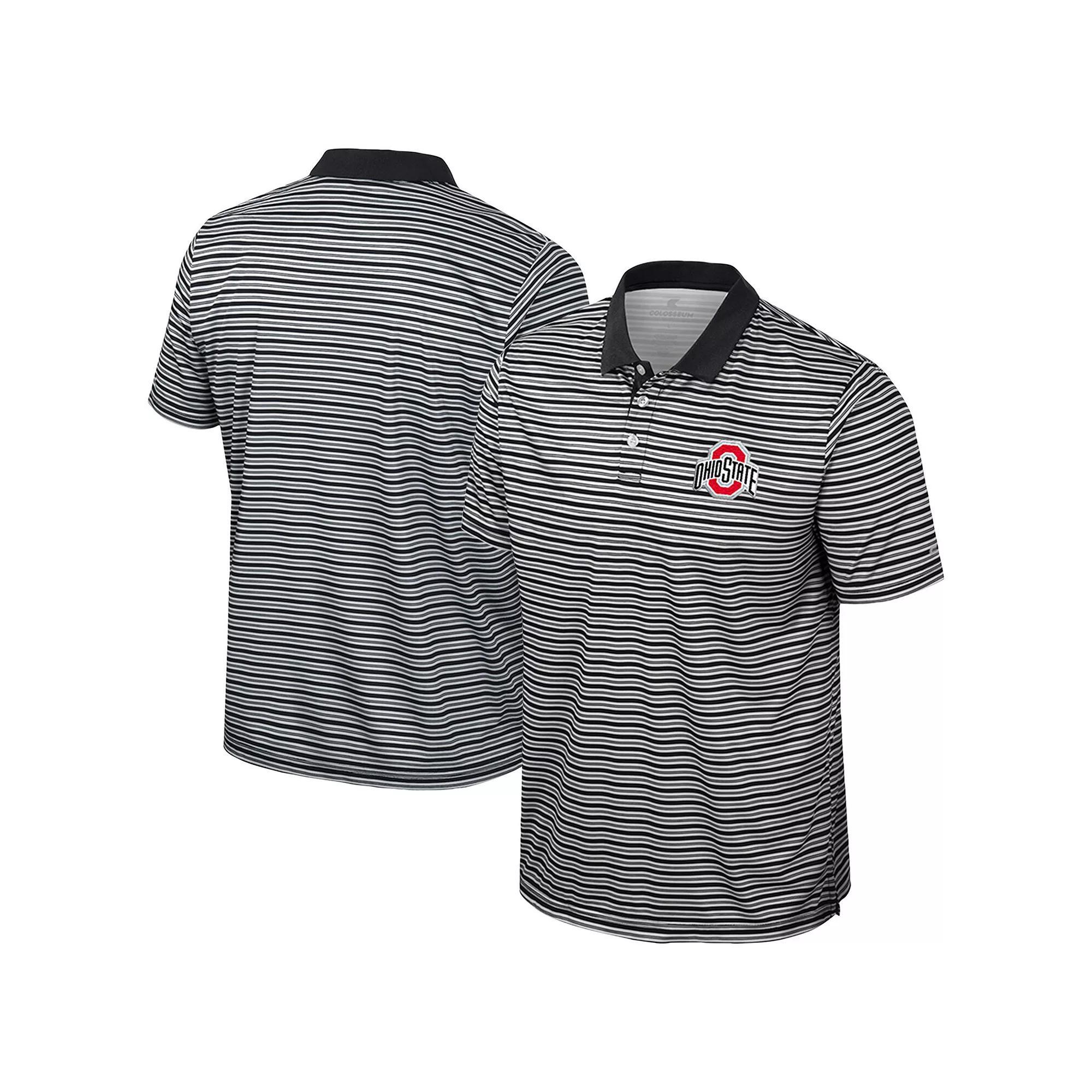 Men's Colosseum Black Appalachian State Mountaineers Striped Polo, Size: XL, App Black Product Image