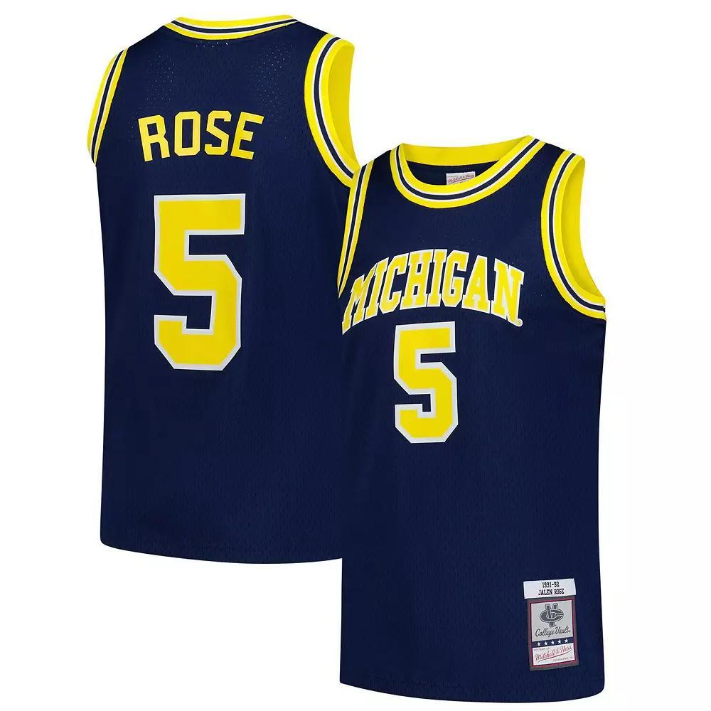 Men's Mitchell & Ness Jalen Rose Navy Michigan Wolverines 1991/92 Swingman Jersey, Size: XL, Blue Product Image
