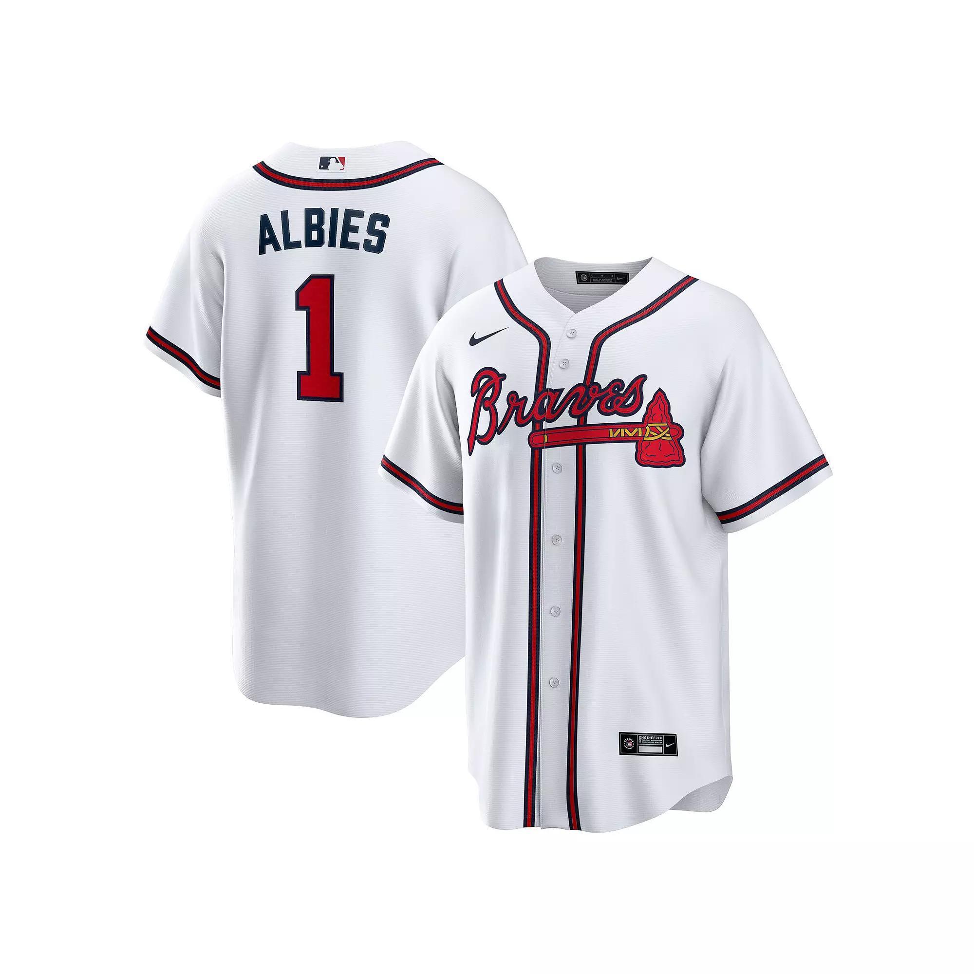 Men's Nike Ozzie Albies White Atlanta Braves Home Replica Player Name Jersey, Size: Large Product Image