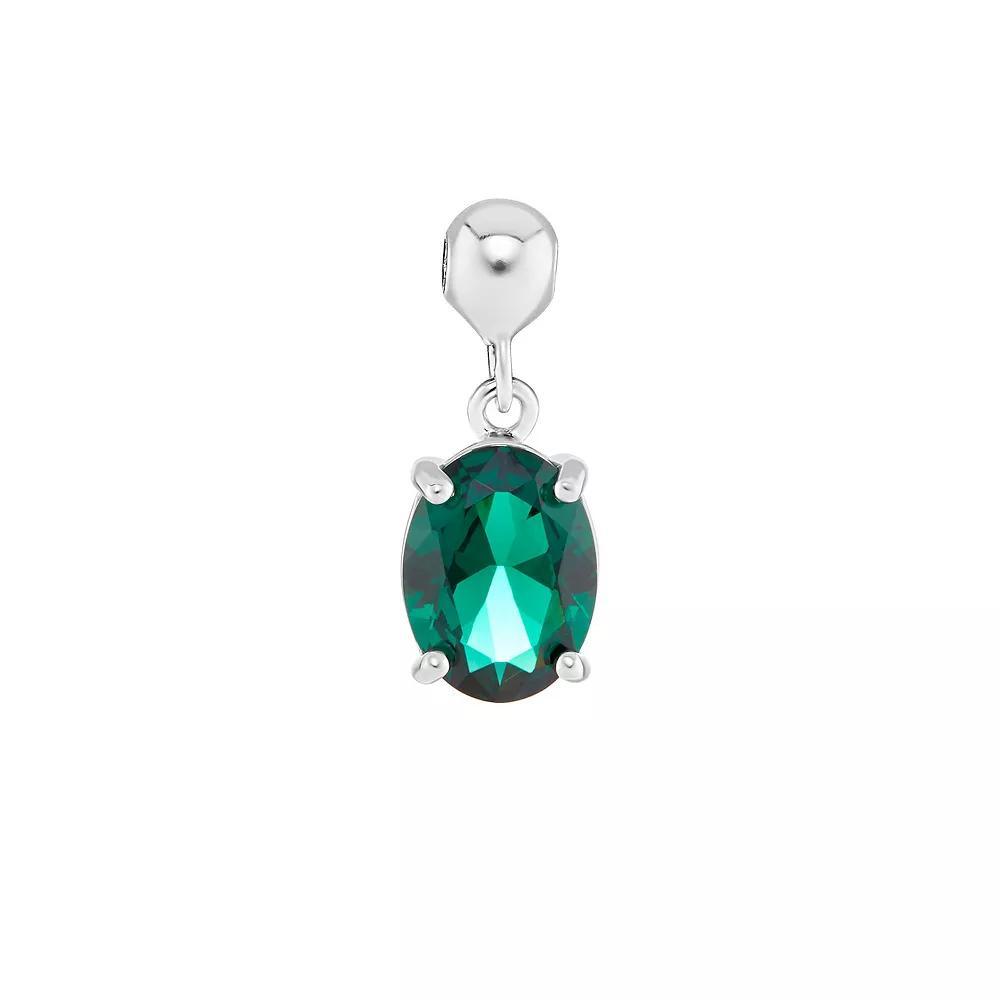 PRIMROSE Sterling Silver Oval Cubic Zirconia Sliding Charm, Womens, Sterling May Product Image