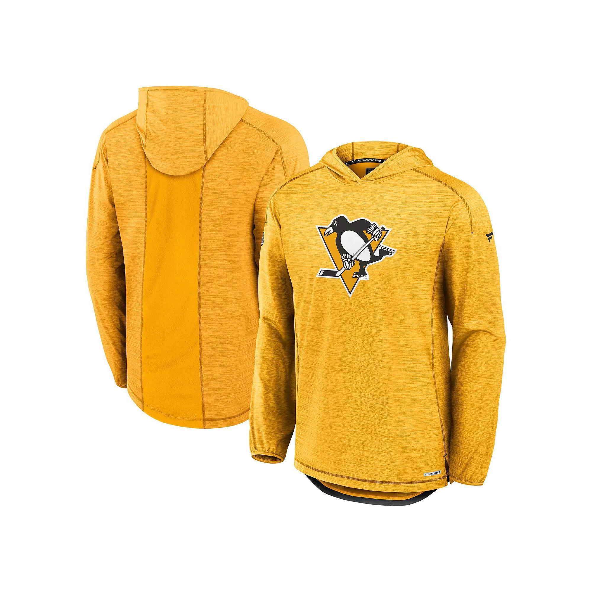Men's Fanatics  Gold Pittsburgh Penguins Authentic Pro Rink Lightweight Pullover Hoodie, Size: Small Product Image