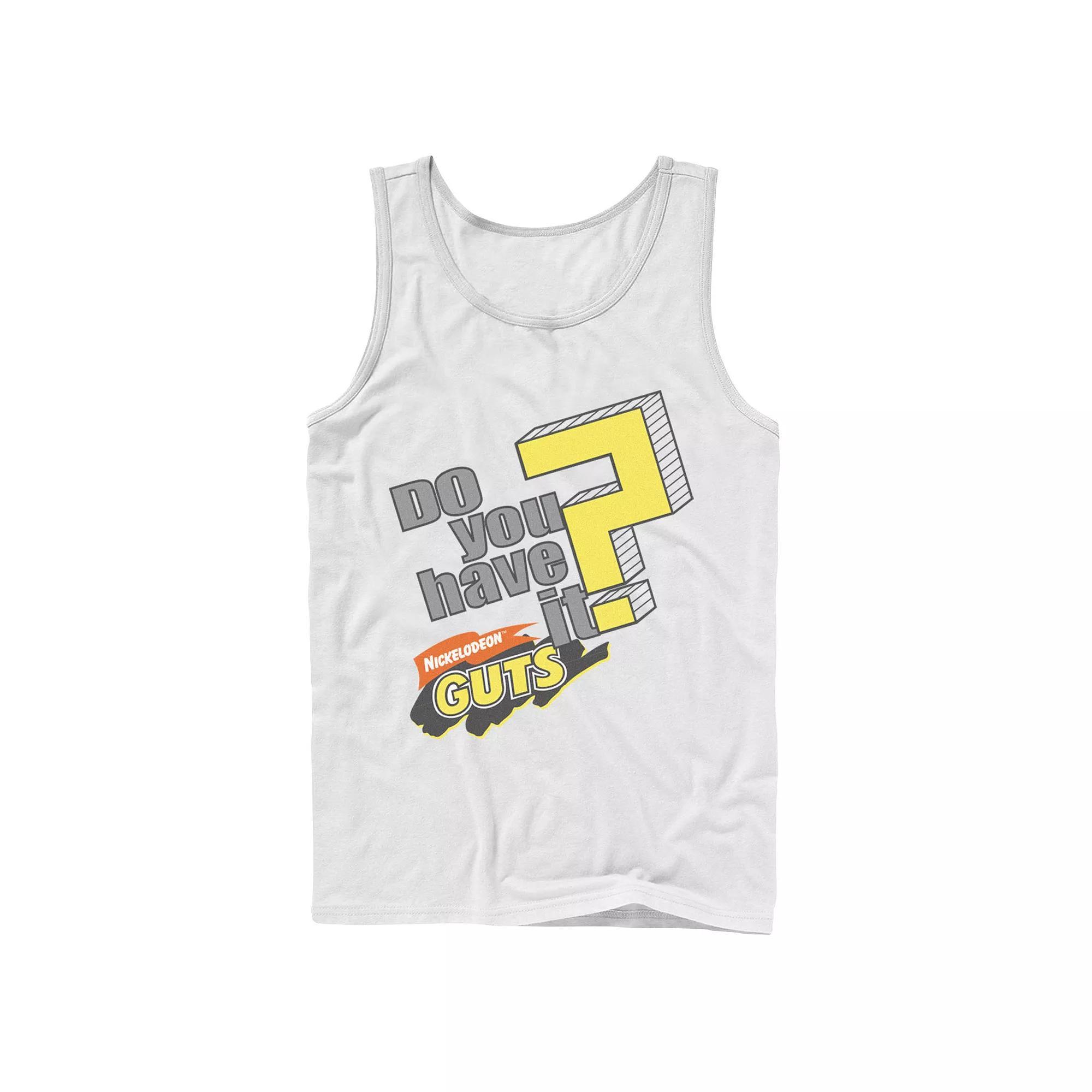 Men's Nickelodeon Guts Do You Have It Vintage Question Logo Graphic Tank Top, Size: Large, White Product Image