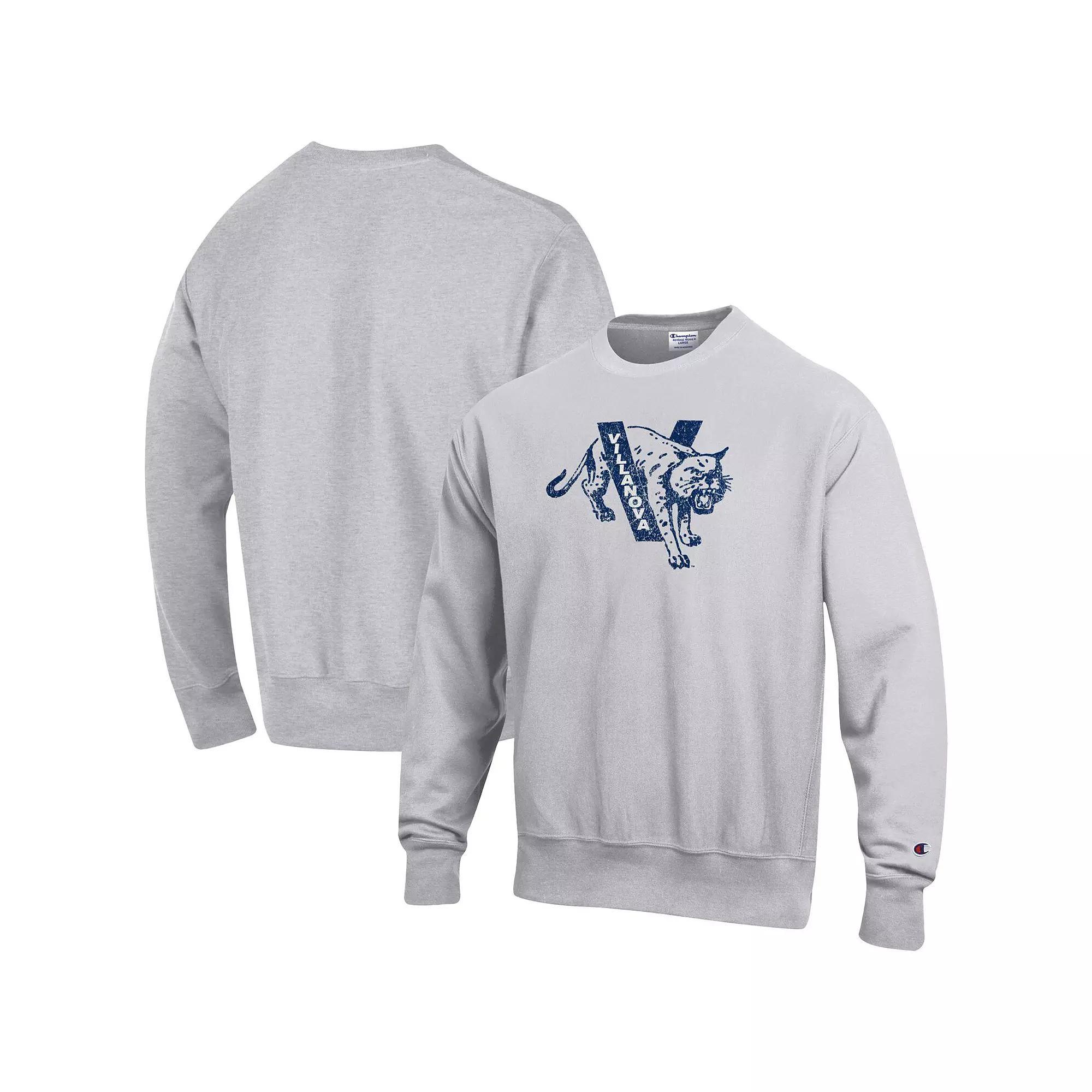 Mens Champion Heathered Gray Villanova Wildcats Vault Logo Reverse Weave Pullover Sweatshirt Product Image