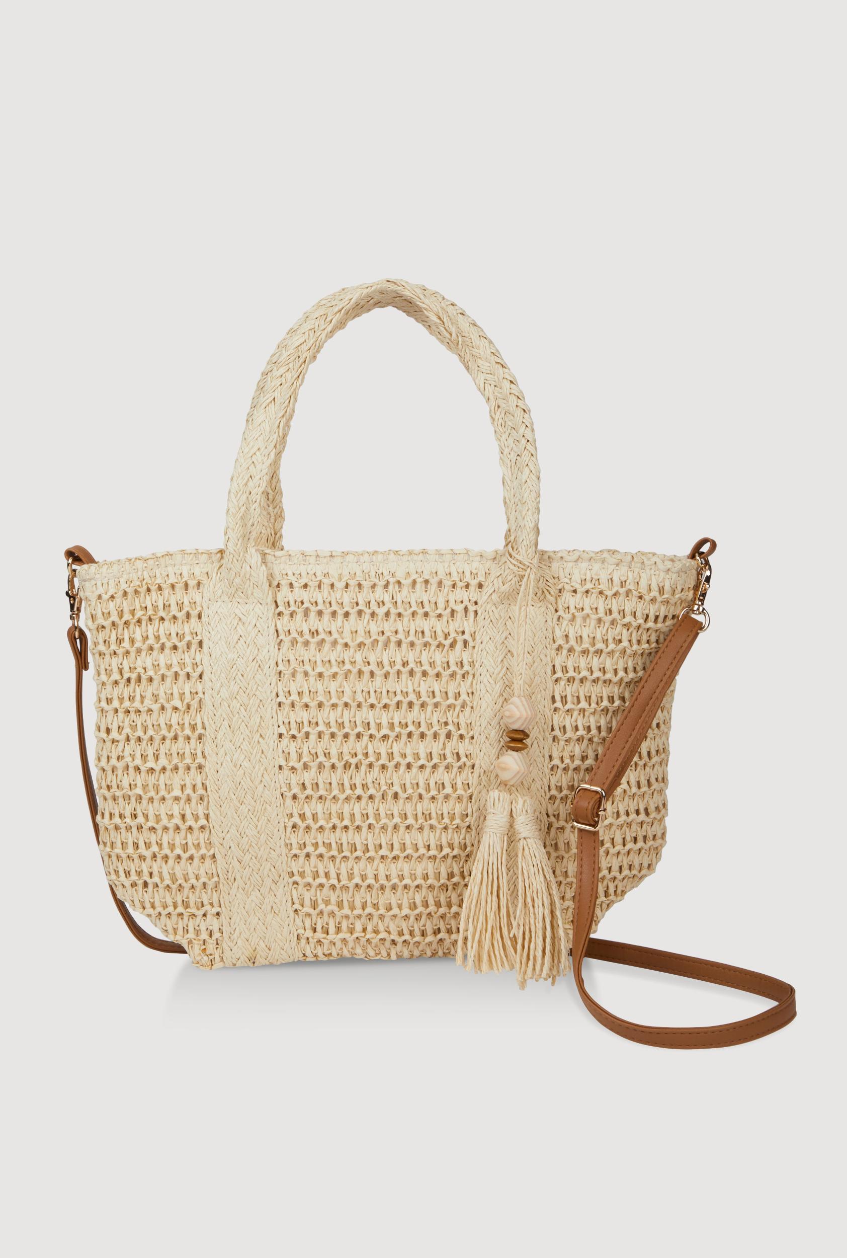 Tassel Detail Straw Tote Bag Female Product Image