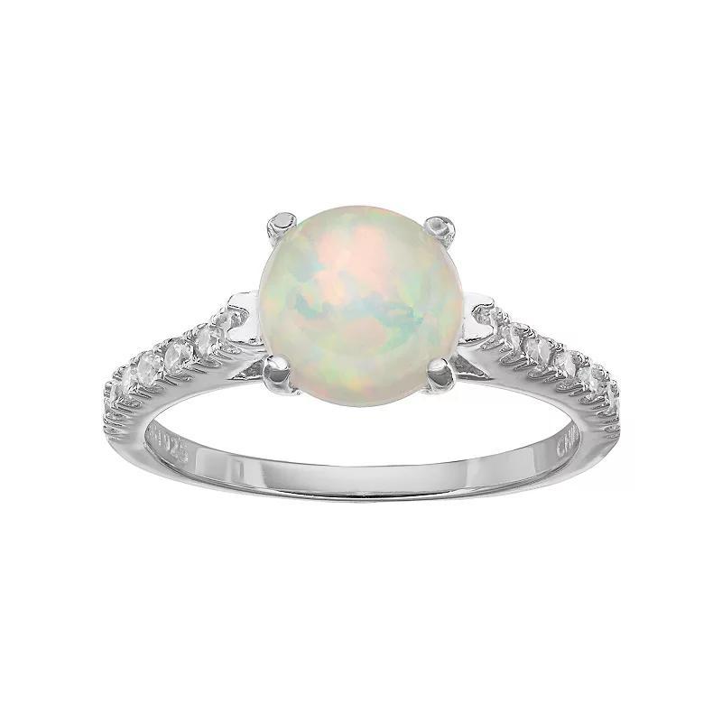 Sophie Miller Sterling Silver Lab-Created Opal & Cubic Zirconia Ring, Women's, Size: 5, White Product Image