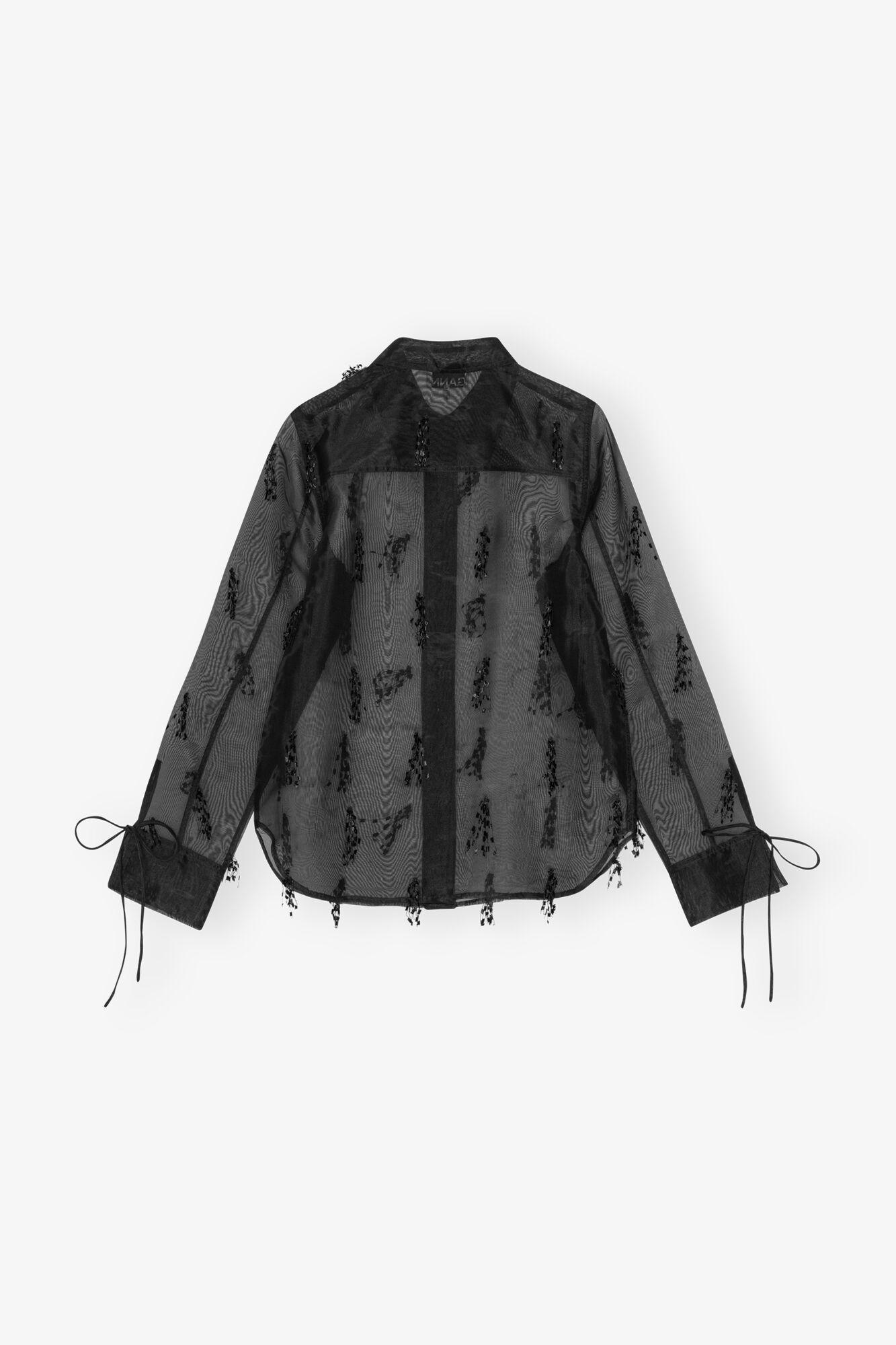 Black Fringed Organza Shirt Product Image