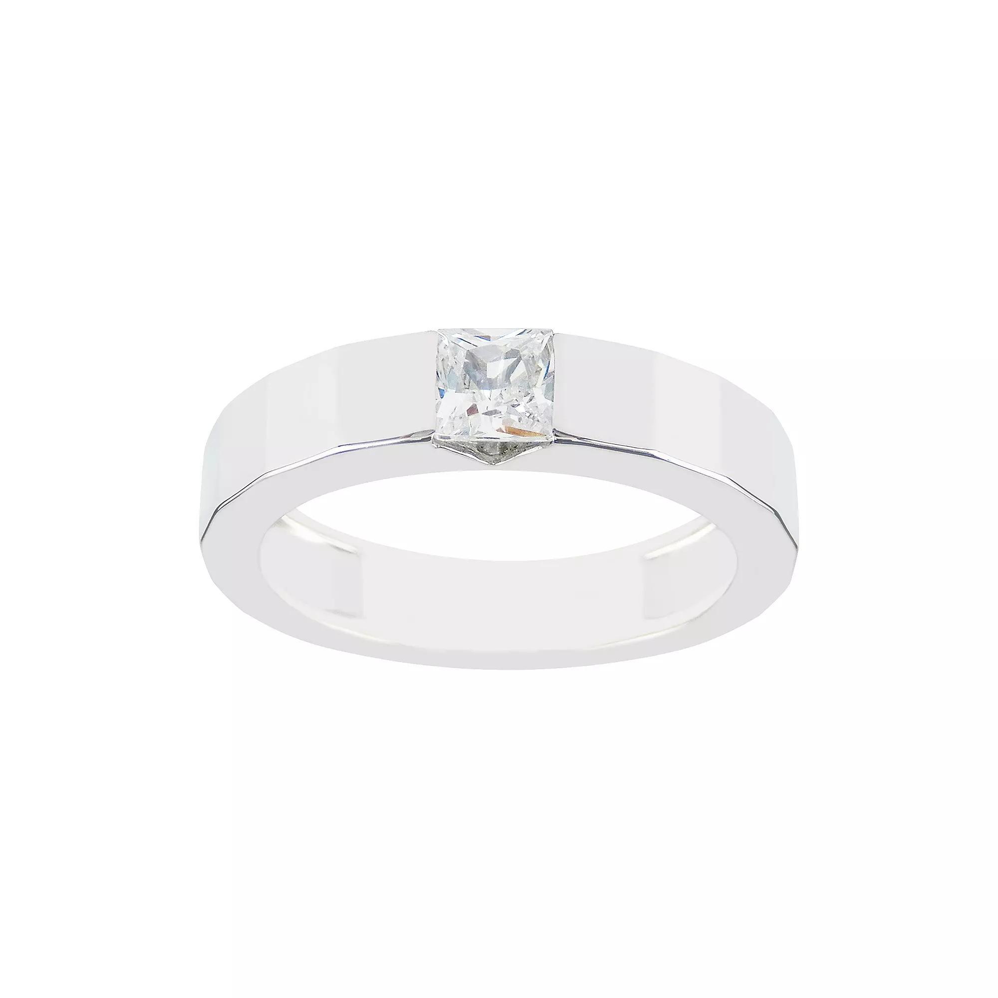 SIRI USA by TJM Sterling Silver Cubic Zirconia Square Inset Ring, Women's, Size: 6 Product Image