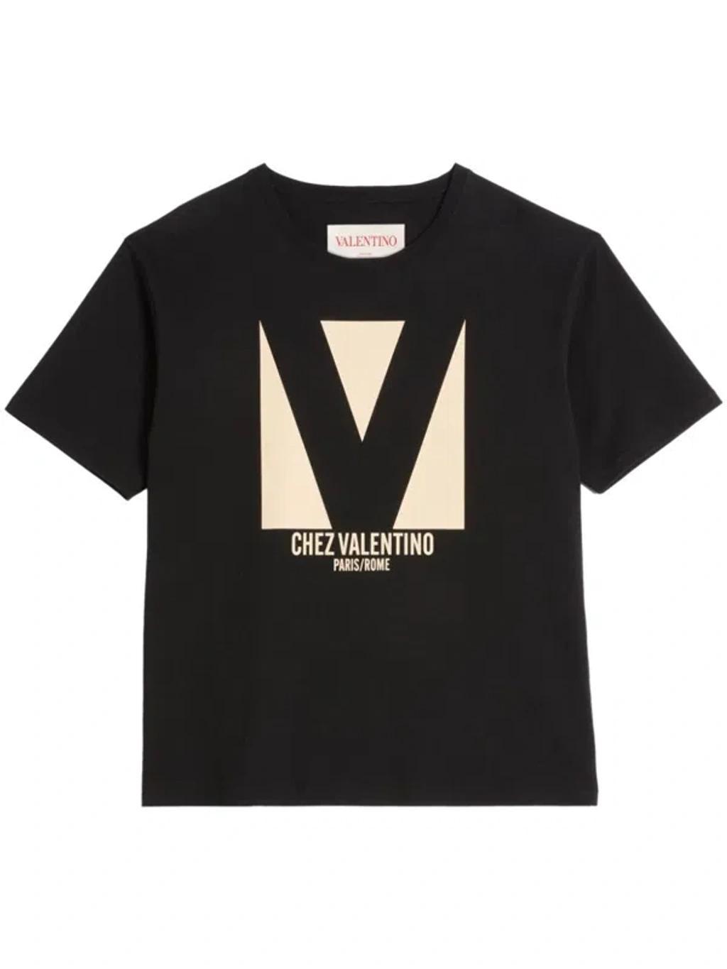 VALENTINO Crew Neck Short Sleeves T-shirts In Black Product Image