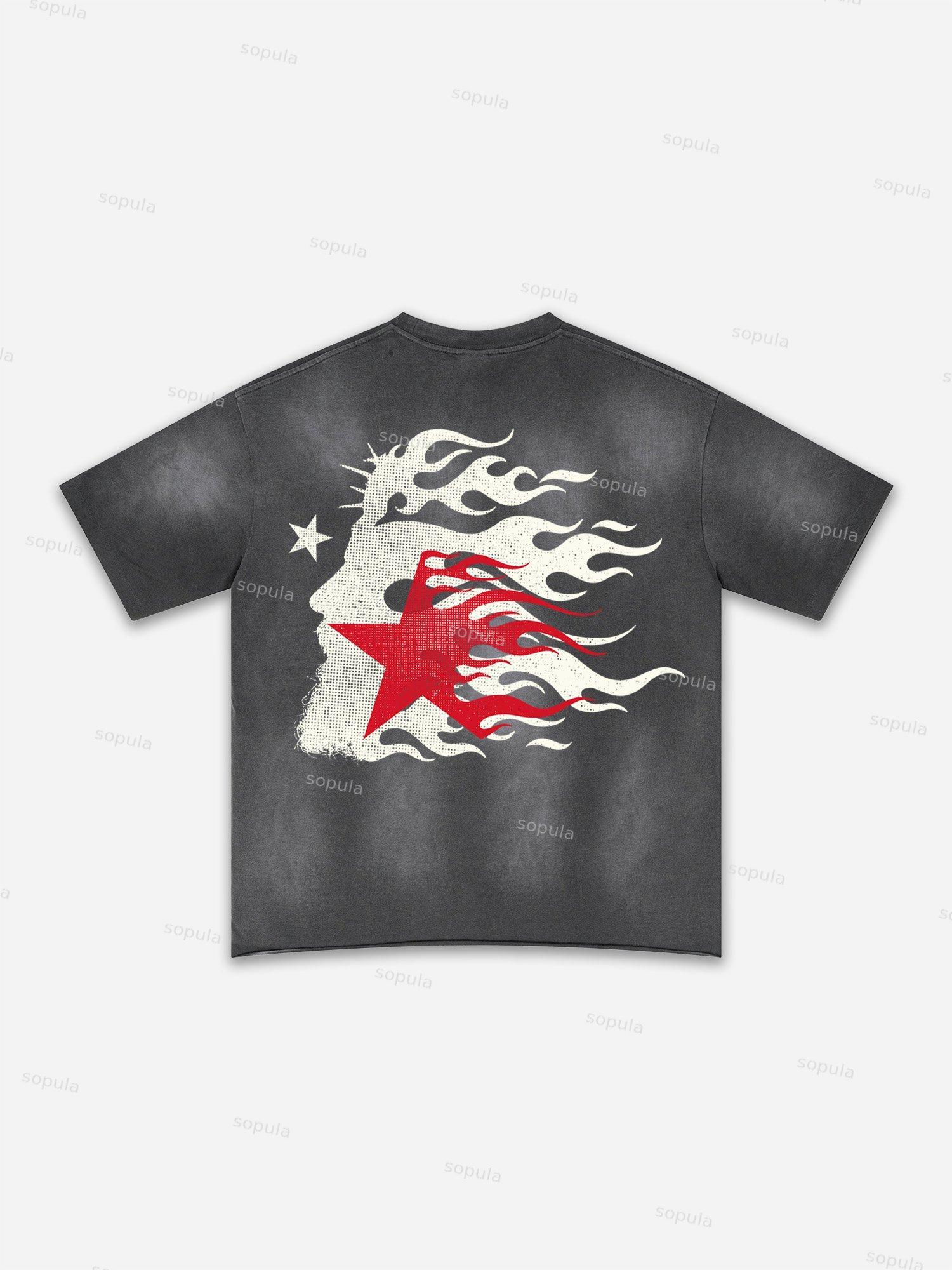 Lips Graphic Print Washed T-shirt Product Image