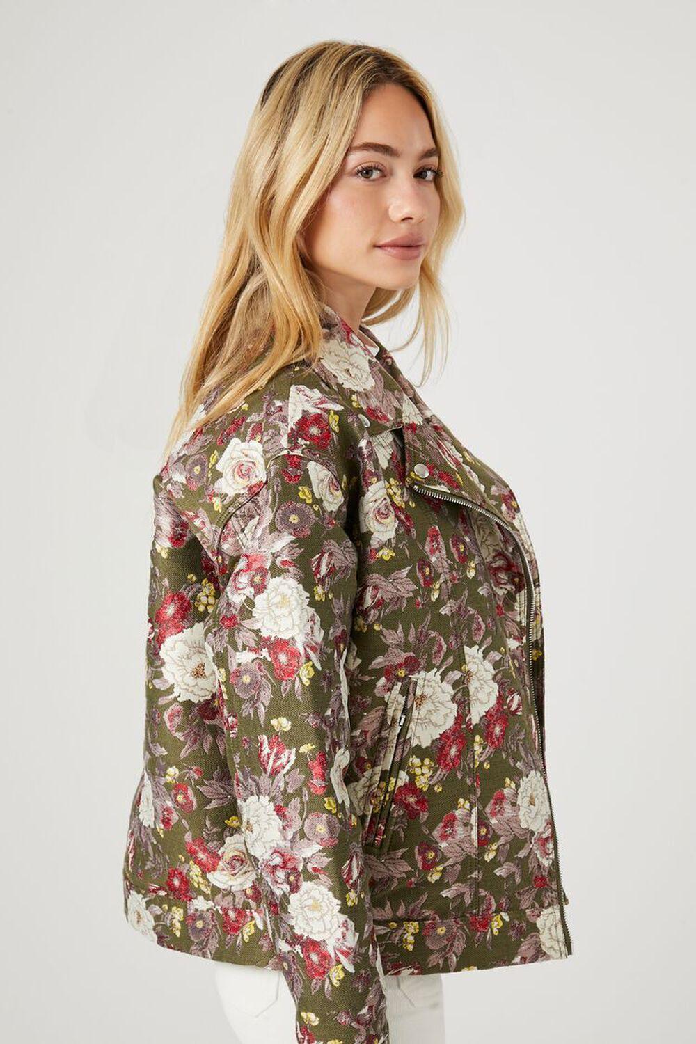 Twill Floral Print Moto Jacket | Forever 21 Product Image