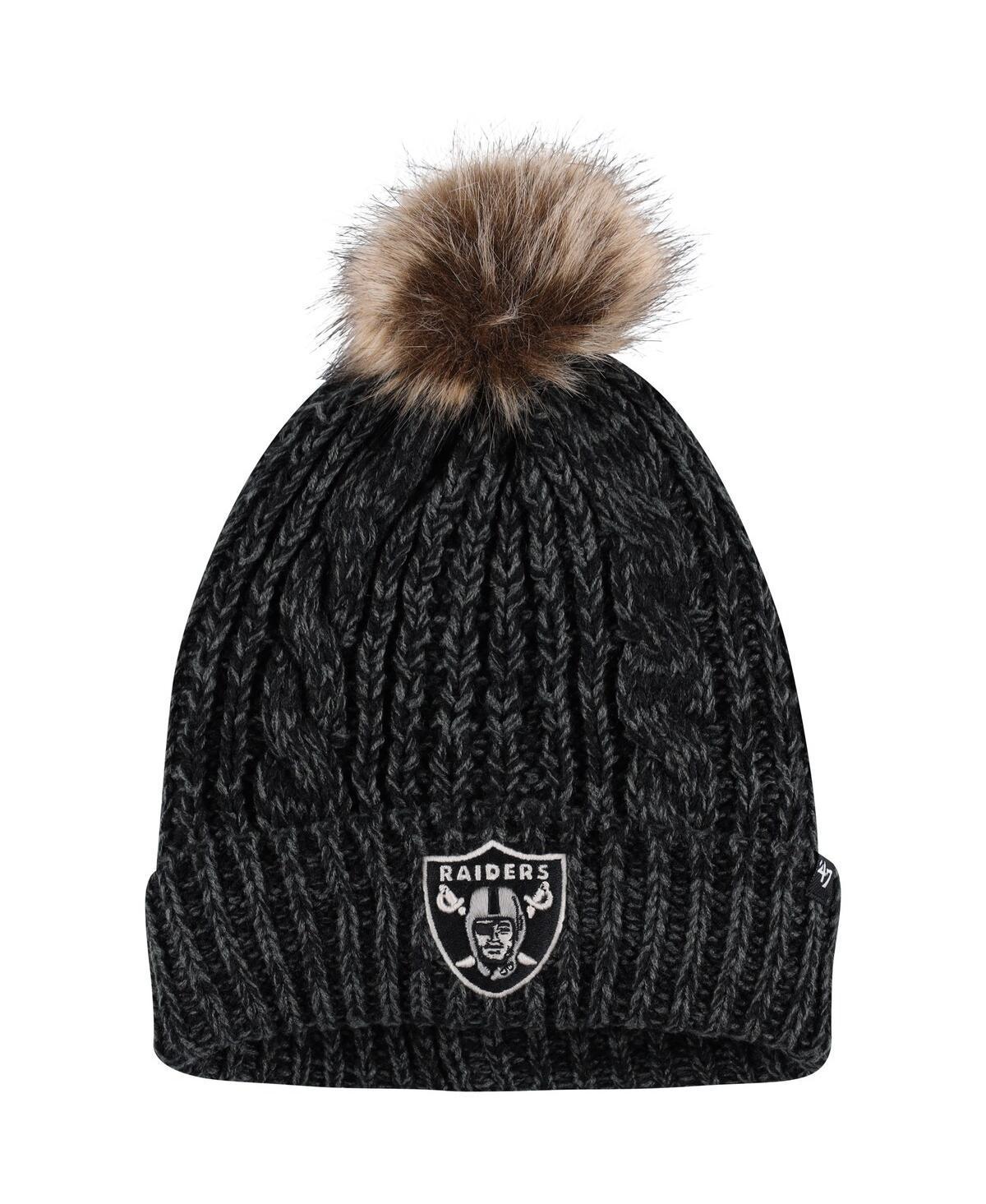 Womens 47 Black Las Vegas Raiders Logo Meeko Cuffed Knit Hat with Pom Product Image