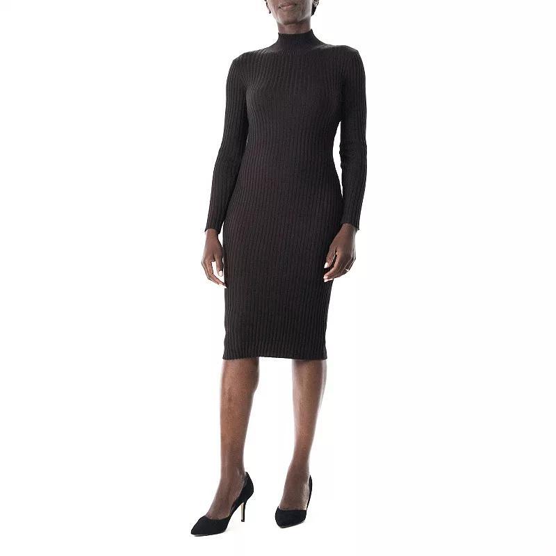 Women's Nina Leonard Striped Sweater Dress, Size: Small, Black  Ivory Product Image