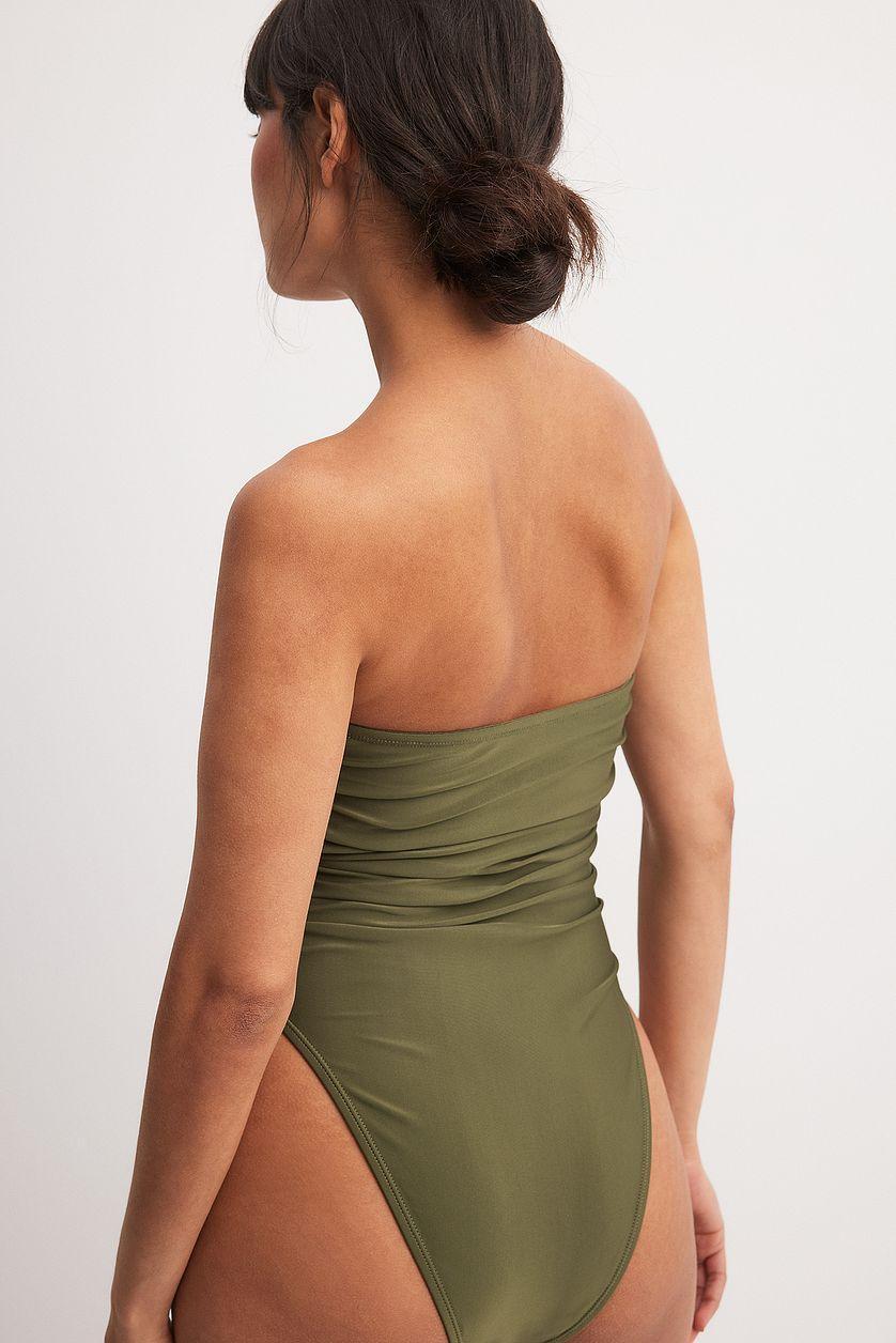 Draped High Leg Bandeau Swimsuit Product Image