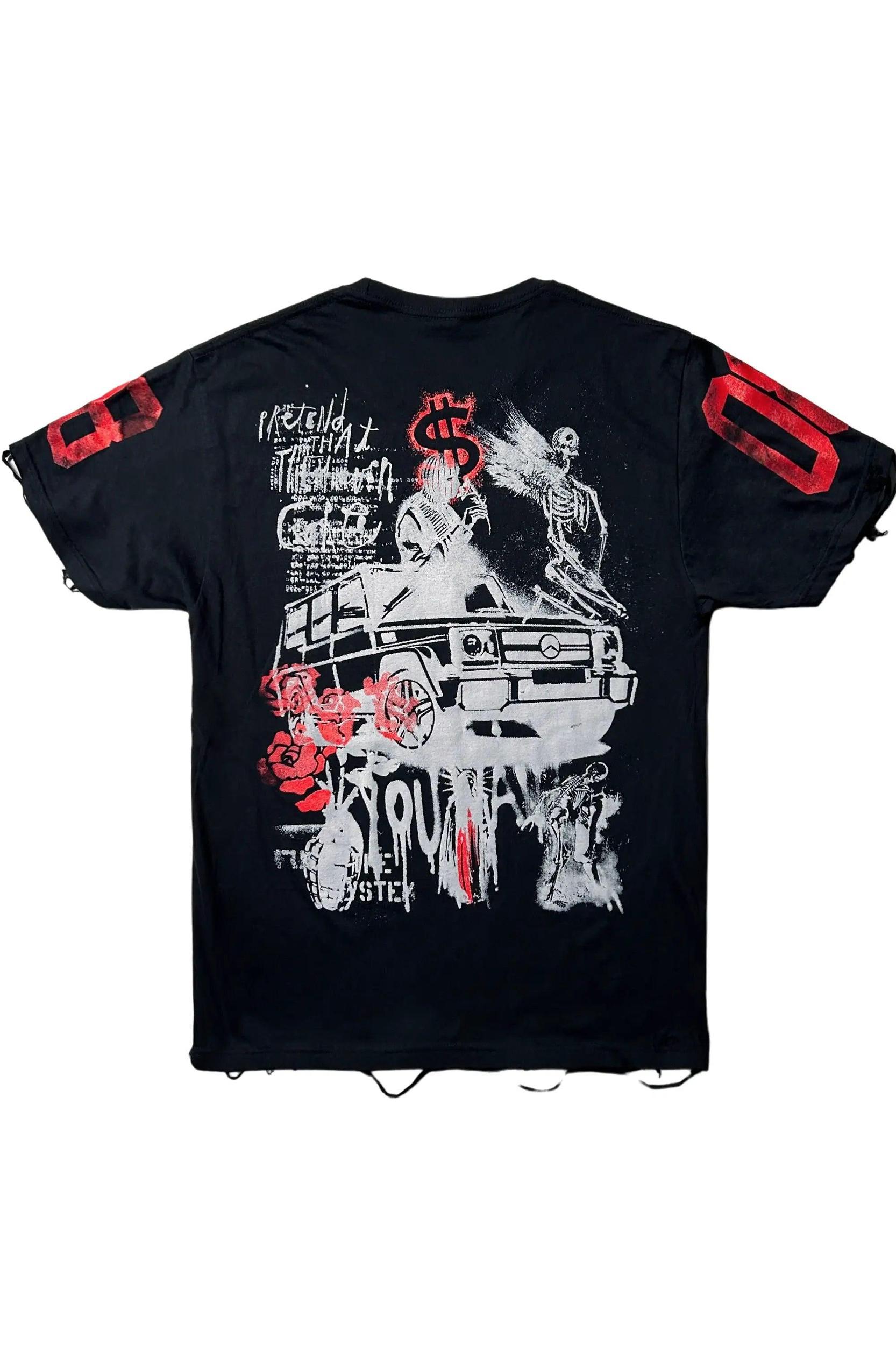 Grill Black Graphic Oversized T-Shirt Male Product Image
