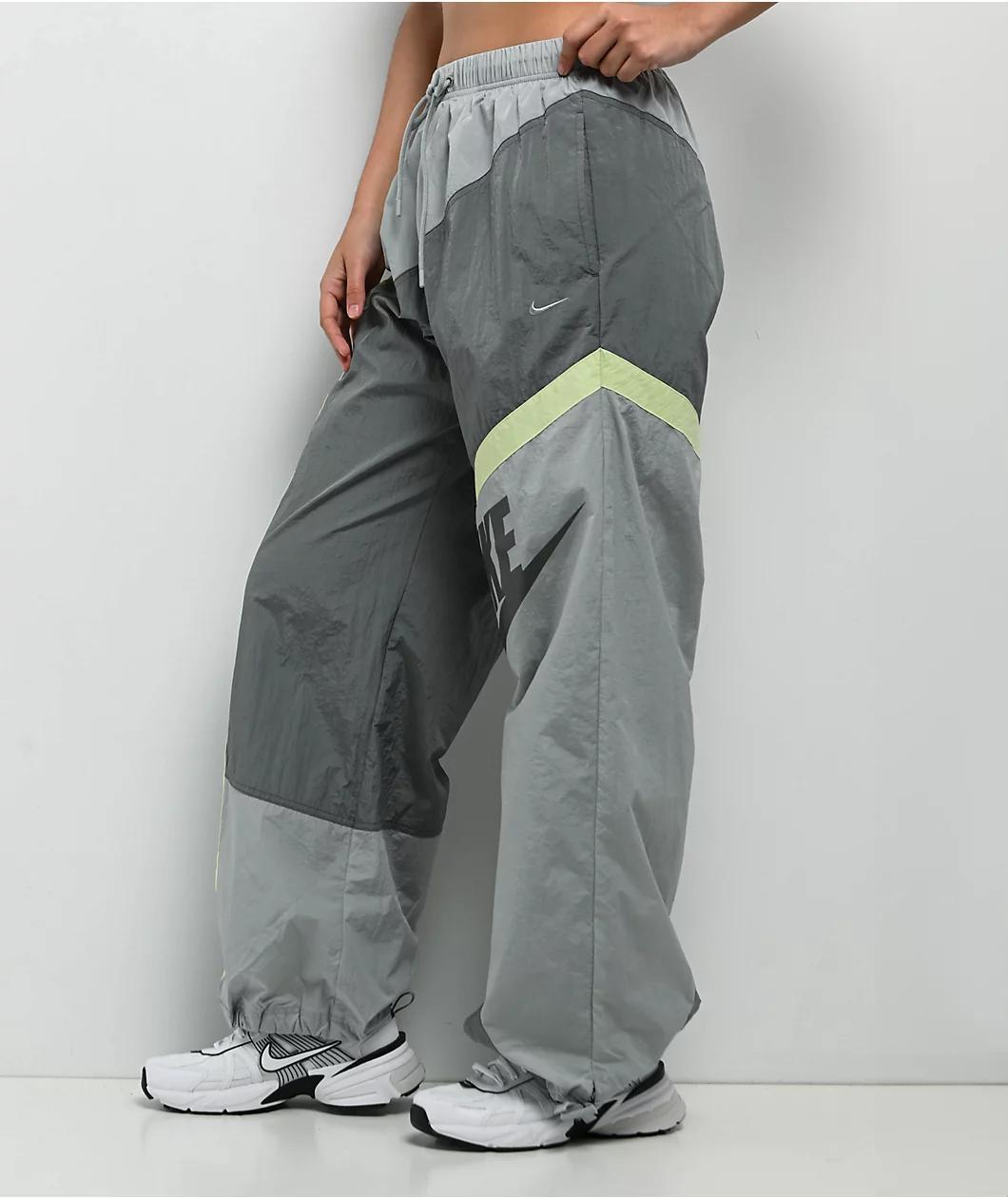 Nike Sportswear Woven Grey & Green Track Pants Product Image