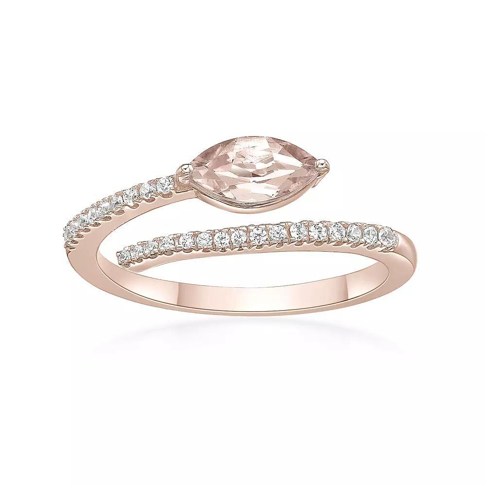 Gemminded 10k Rose Gold Morganite & 1/8 Carat T.W. Diamond Ring, Women's, Pink Tone Product Image