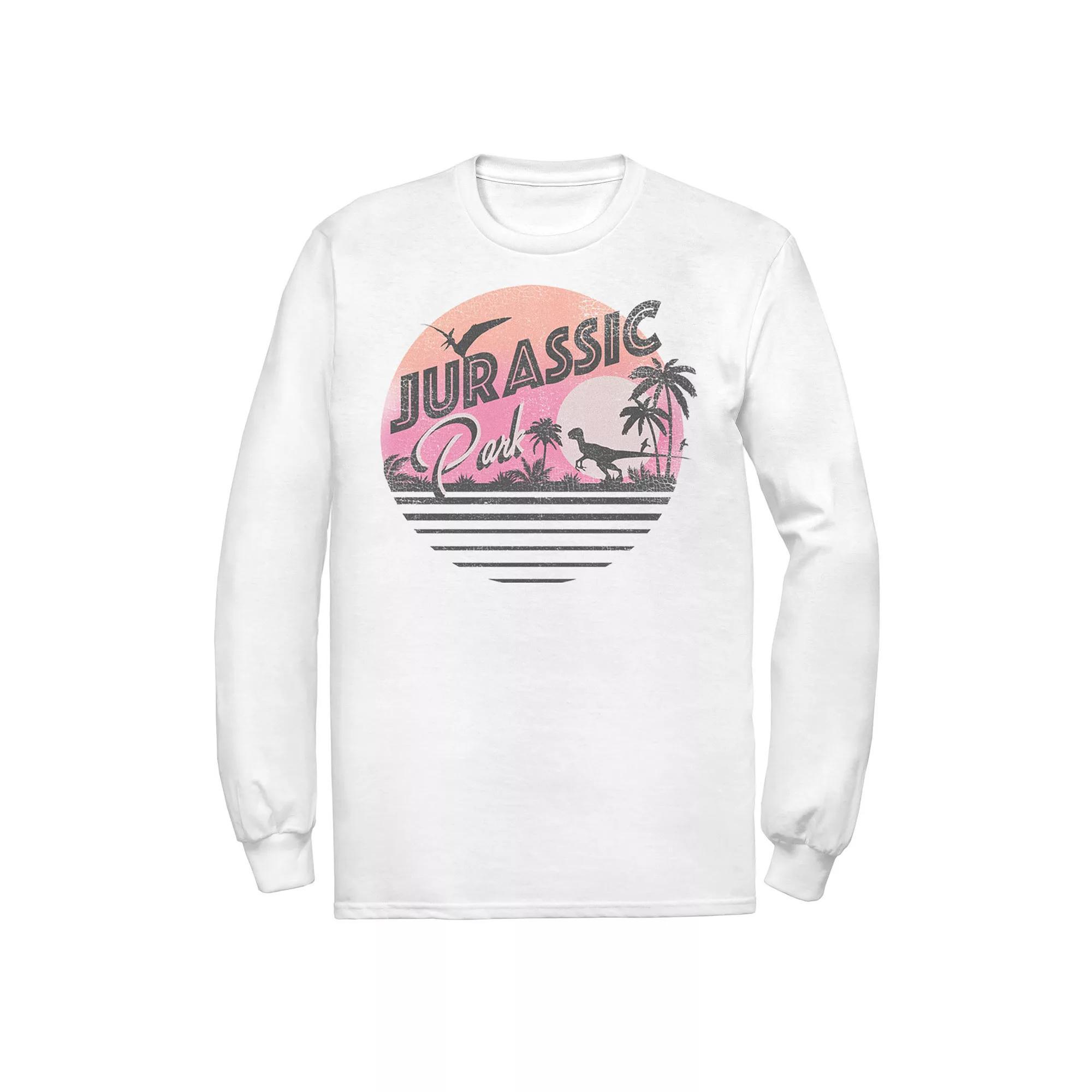 Men's Jurassic Park Pink Gradient Sunset Get Wild Graphic Tee, Size: XXL, White Product Image