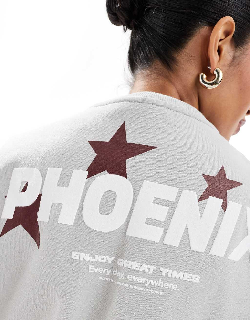 Stradivarius Phoenix slogan sweatshirt in gray Product Image