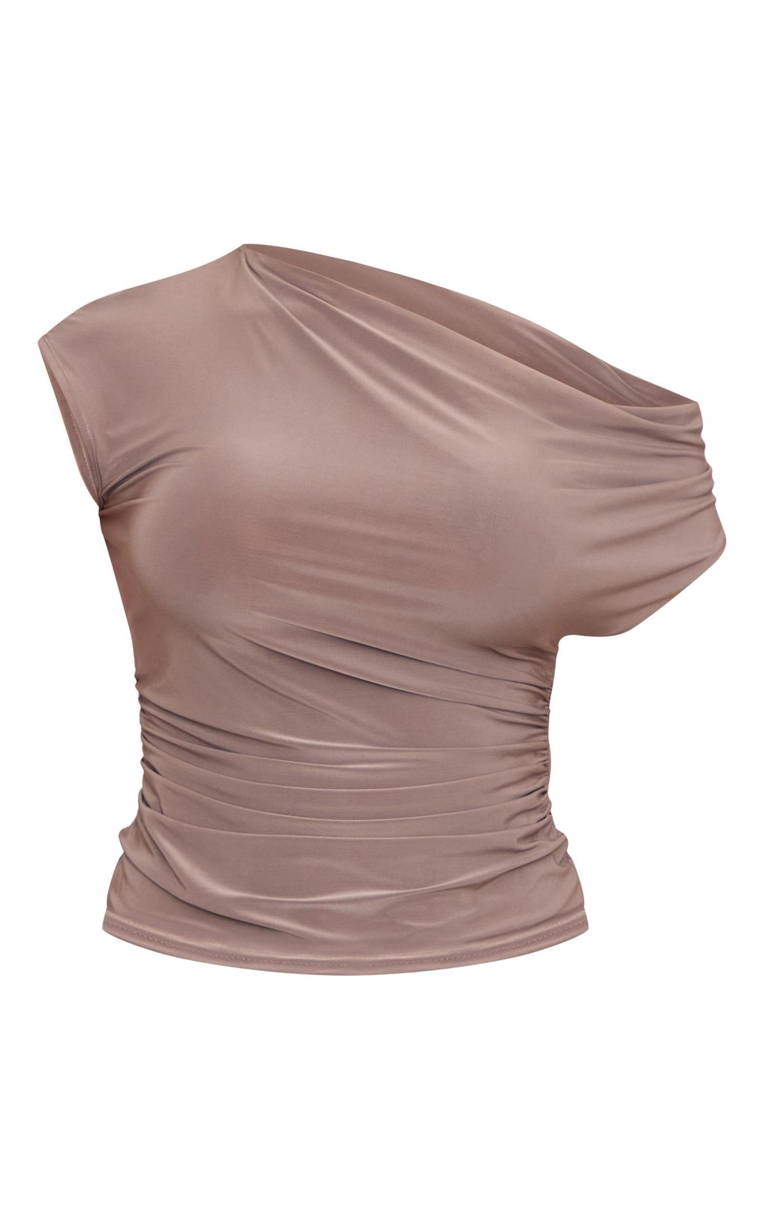 Brown Slinky Backless Asymmetric Long Top Product Image