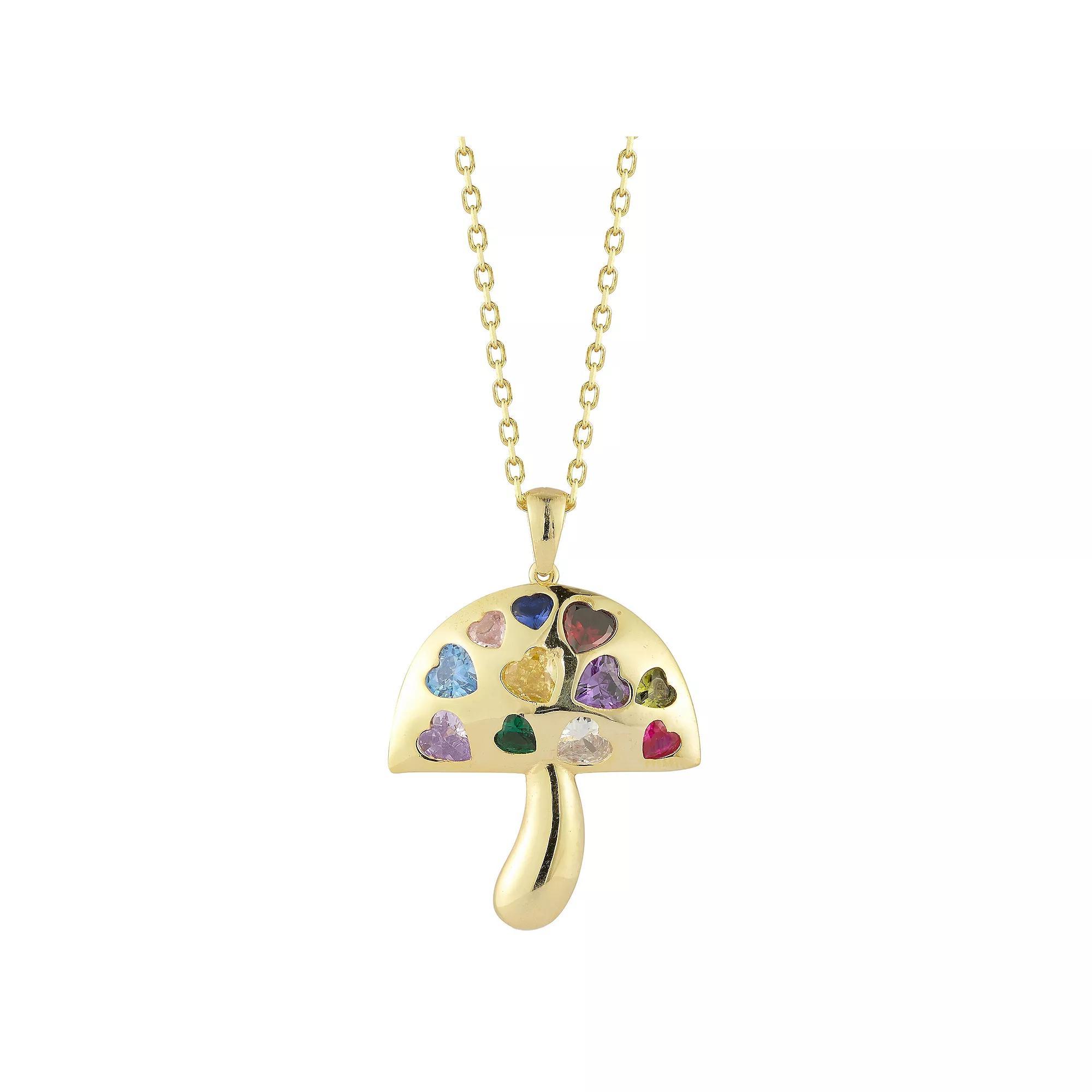 Sunkissed Sterling Cubic Zirconia Mushroom Heart Pendant Necklace, Women's, Size: 18", Gold Tone Product Image