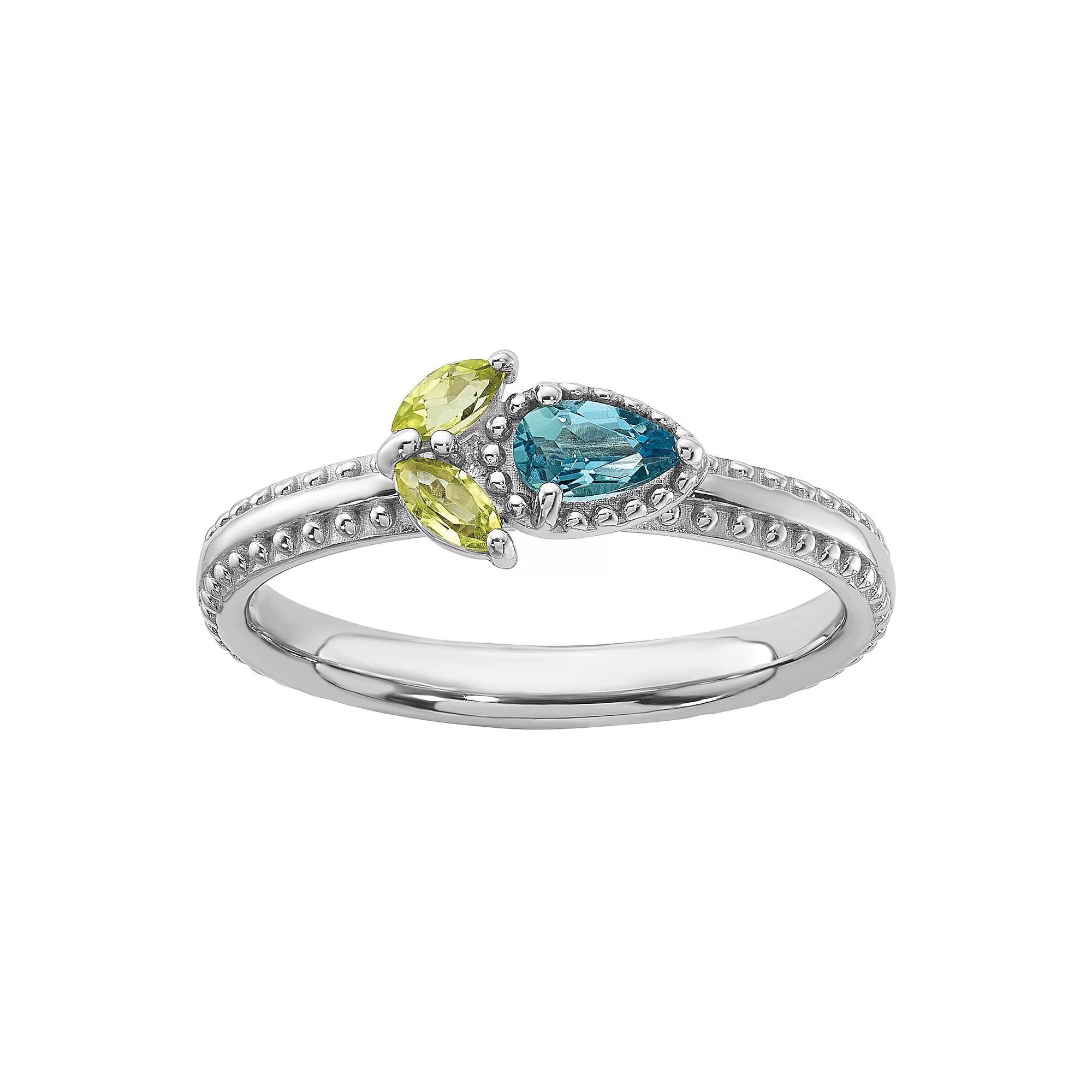 Stacks & Stones Sterling Silver Gemstone Flower Stackable Ring, Women's, Size: 7, Citrine Product Image