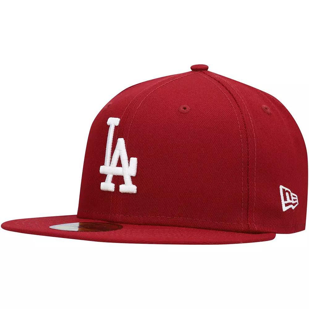 Men's New Era Cardinal Los Angeles Dodgers Logo White 59FIFTY Fitted Hat, Size: 8, Red Product Image