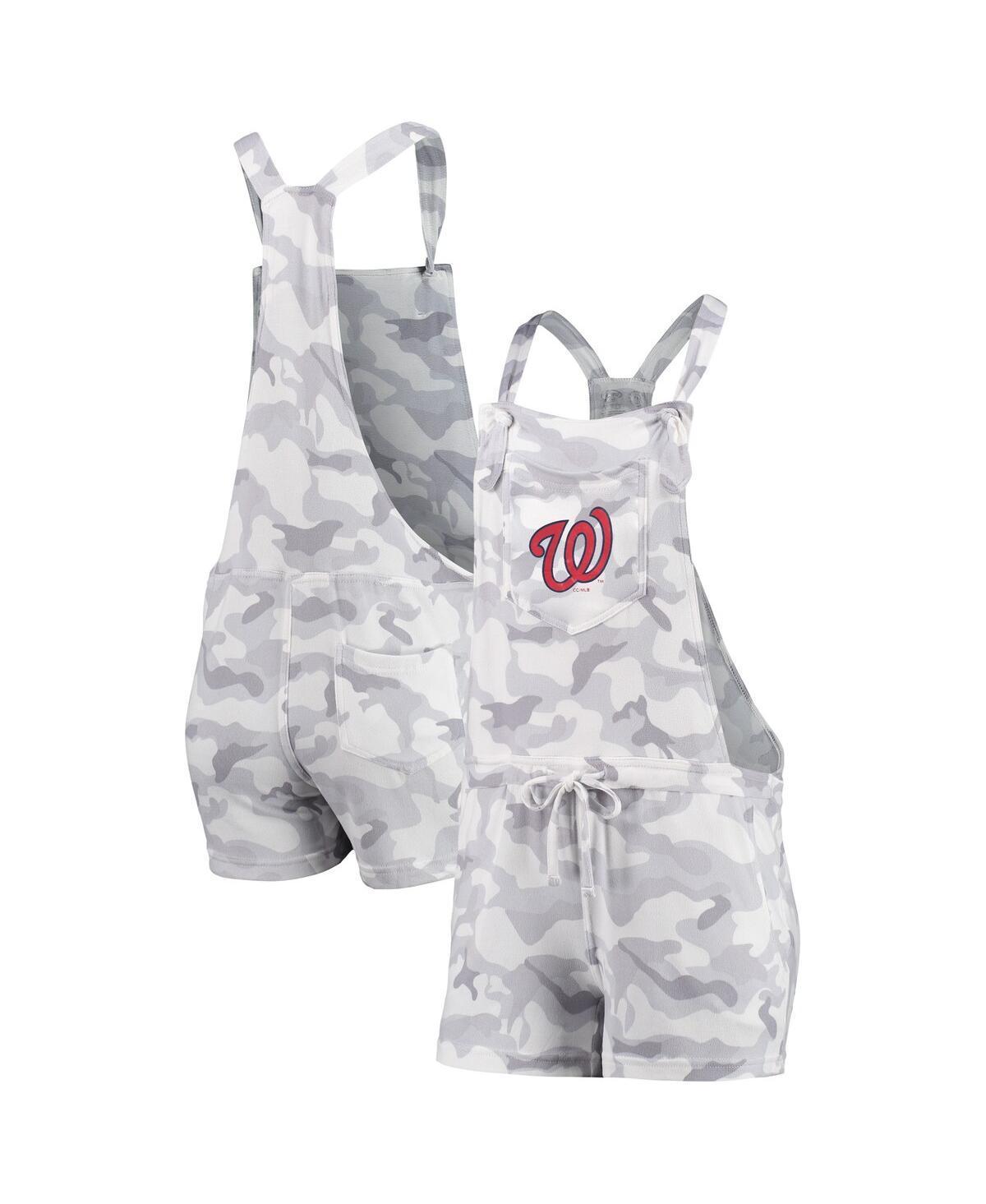Women's Concepts Sport Gray Washington Nationals Camo Overall Romper, Size: Medium, Grey Product Image