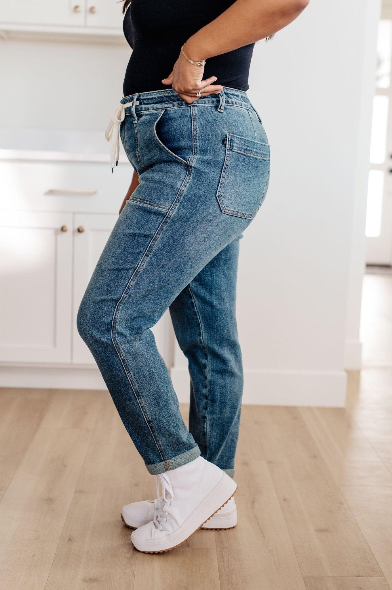 Charlene High Rise Contrast Thread Jogger in Ecru (Online Exclusive) Product Image