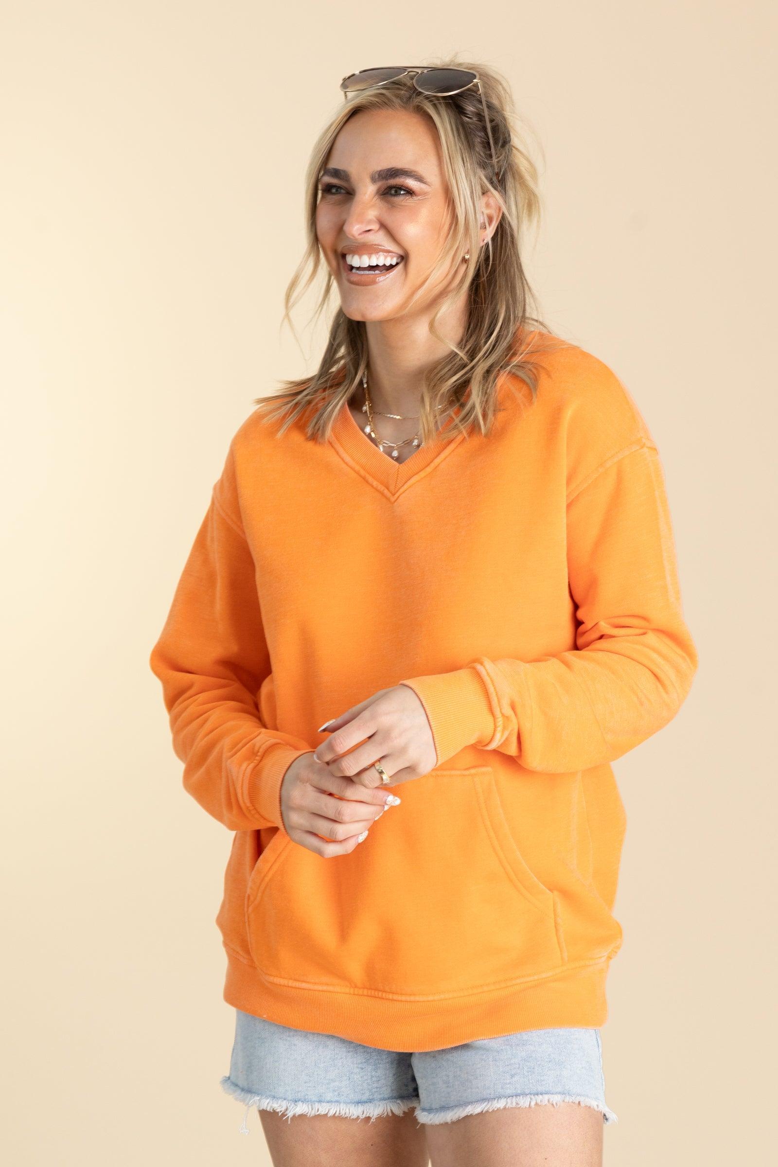 Pigment Dyed Cozy Campfire V-Neck Sweatshirt Product Image