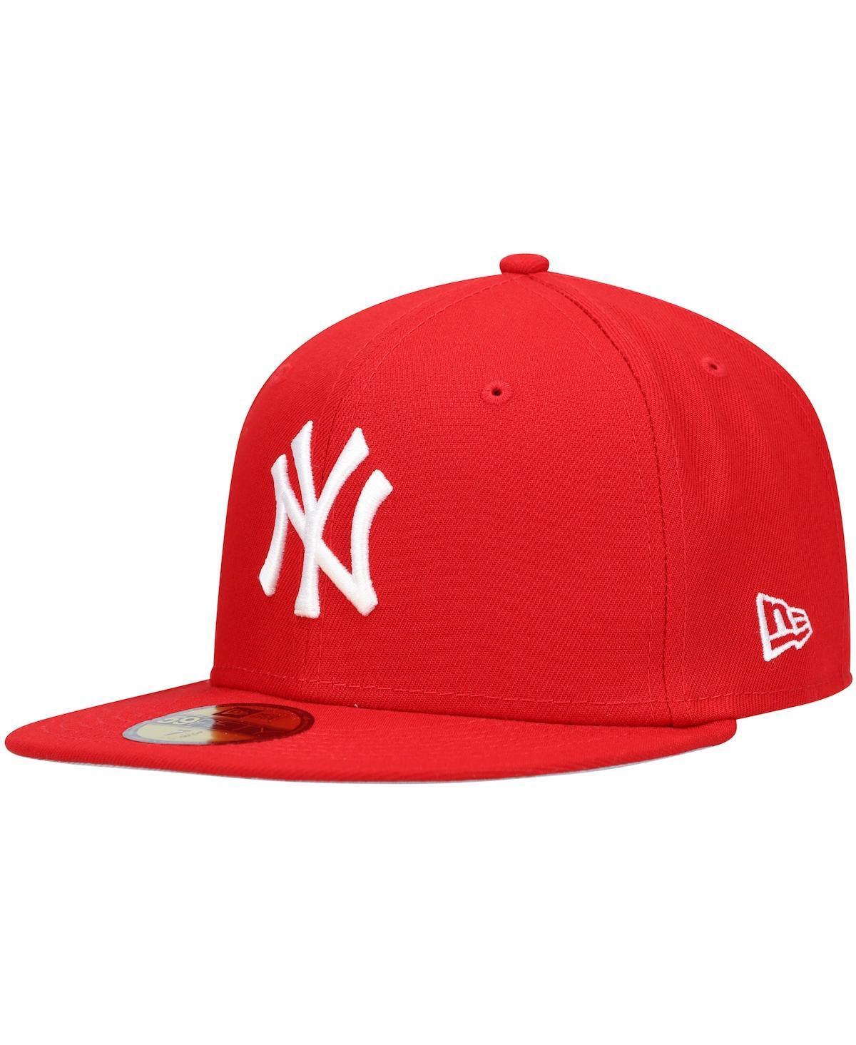 Men's New Era Red New York Yankees White Logo 59FIFTY Fitted Hat, Size: 7 1/8 Product Image
