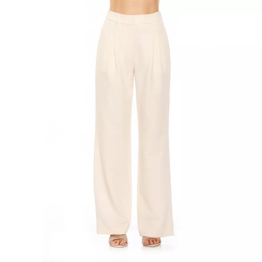 Women's ALEXIA ADMOR Ellie Wide Leg Pleated Pants, Size: 10, Ivory Product Image