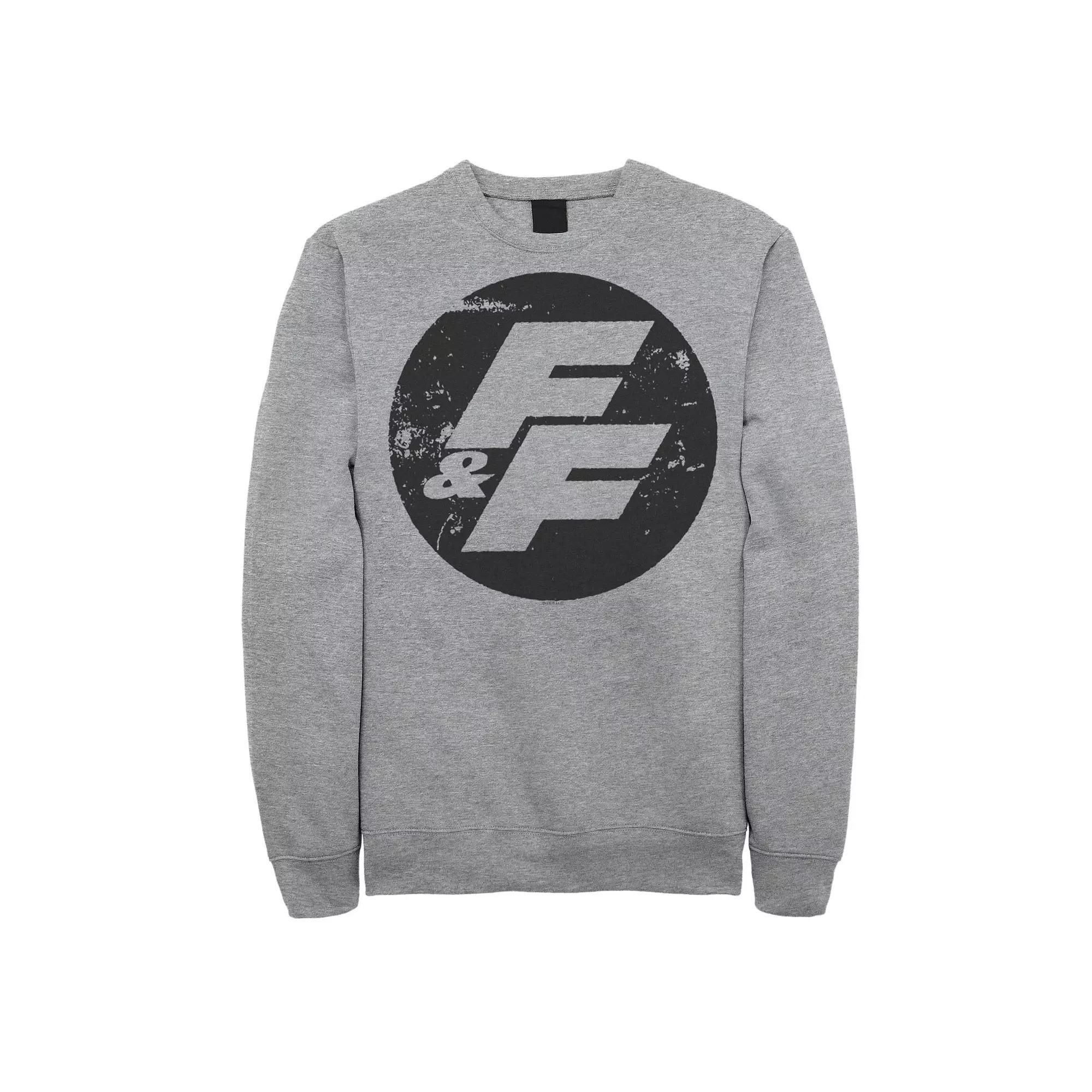 Men's Fast & Furious Distressed Circle Logo Fleece Sweatshirt, Size: XXL, Athletic Grey Product Image