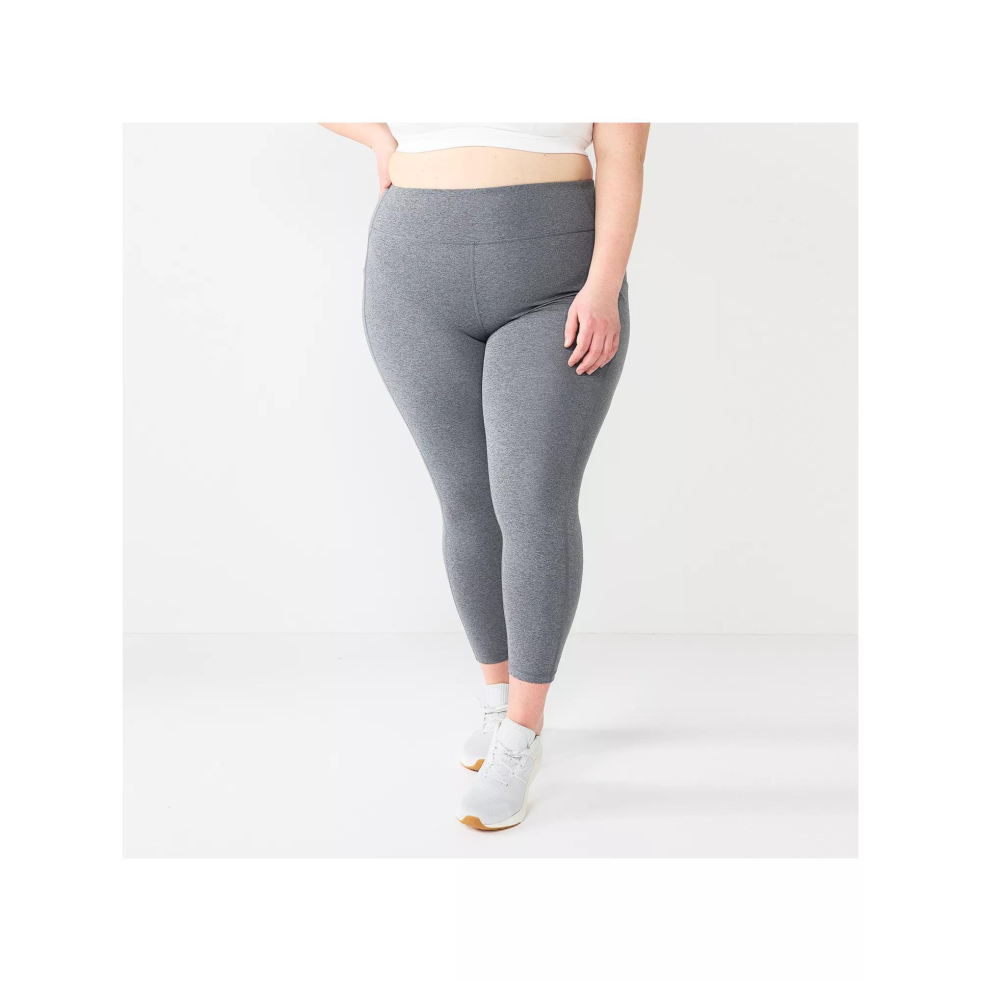 Plus Size Tek Gear® Ultrastretch High-Waisted Side Pocket 7/8 Leggings, Women's, Size: 3XL, Mineral Black Product Image