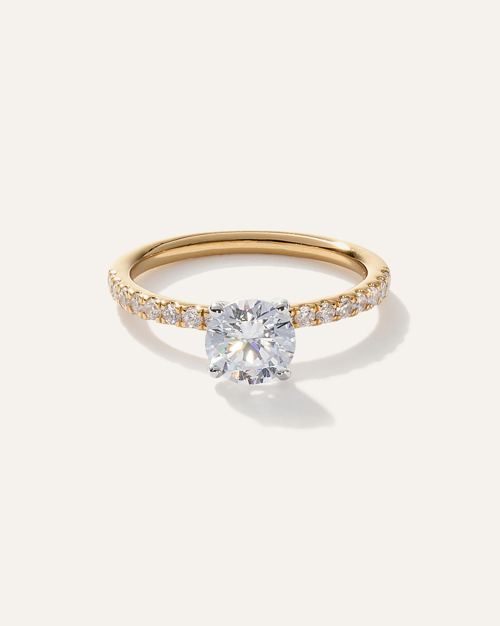 Lab Grown Diamond Round Petite Pave Engagement Ring Product Image