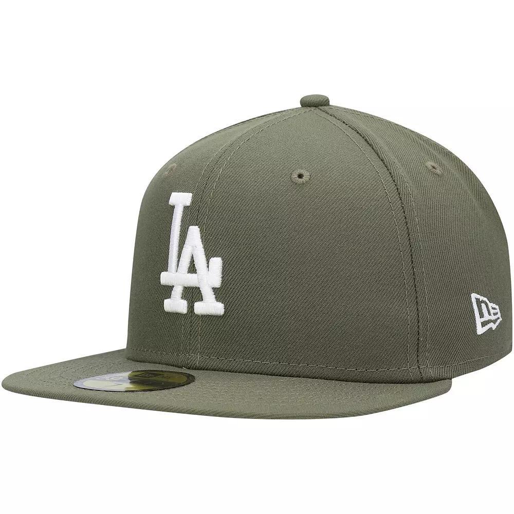 Mens New Era Olive Los Angeles Dodgers Logo White 59FIFTY Fitted Hat Product Image