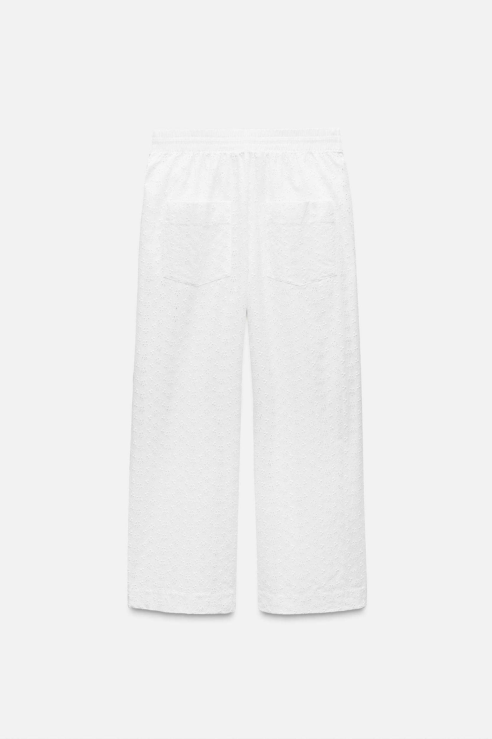EMBROIDERED EYELET PANTS ZW COLLECTION Product Image