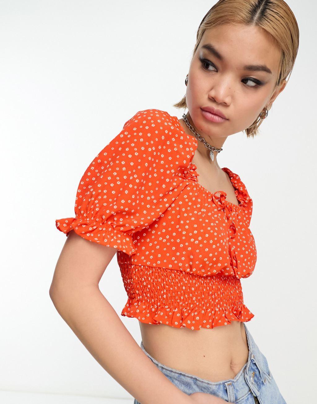 Glamorous shirred milkmaid blouse Product Image