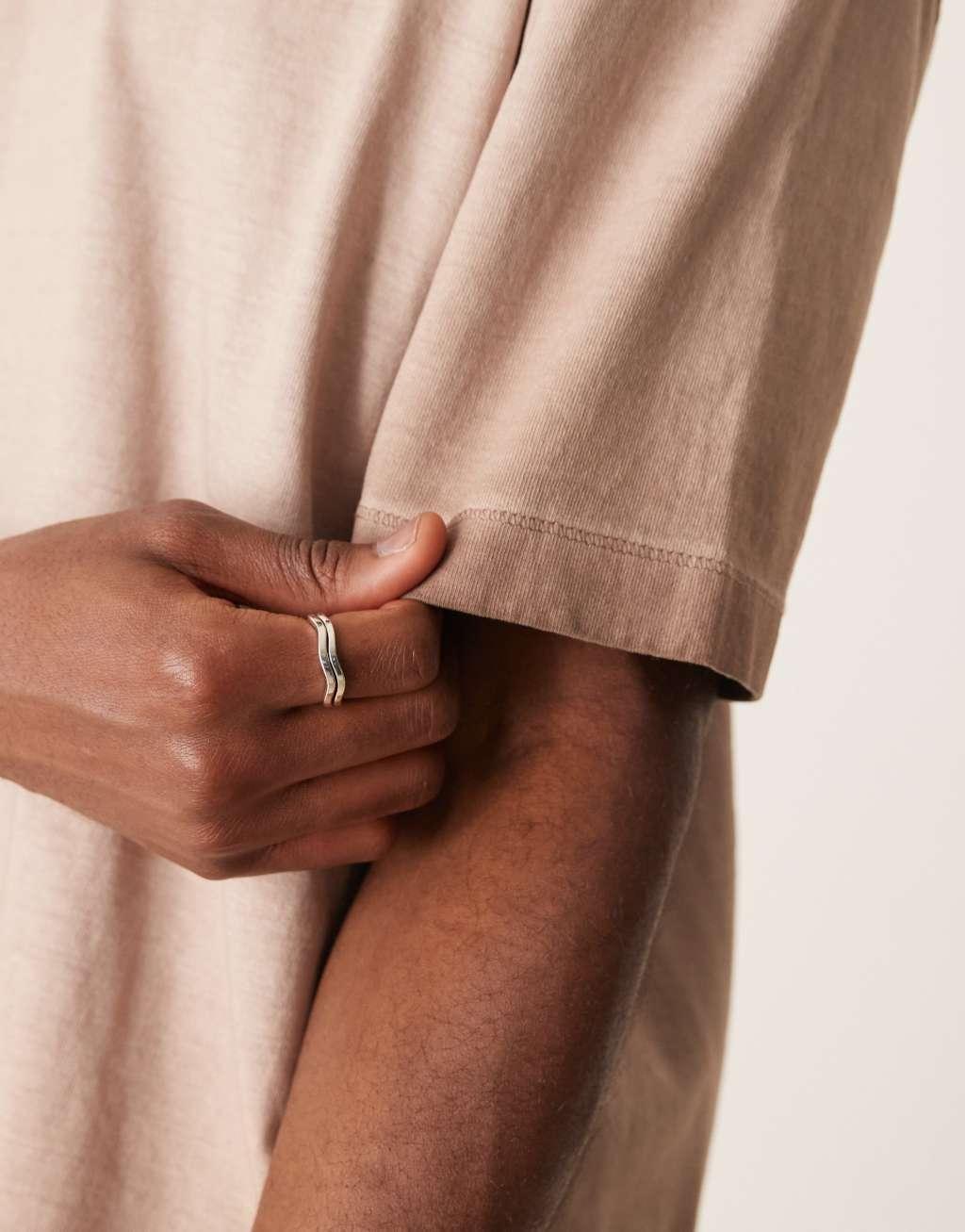 ASOS DESIGN oversized boxy pigment dye T-shirt in washed beige Product Image