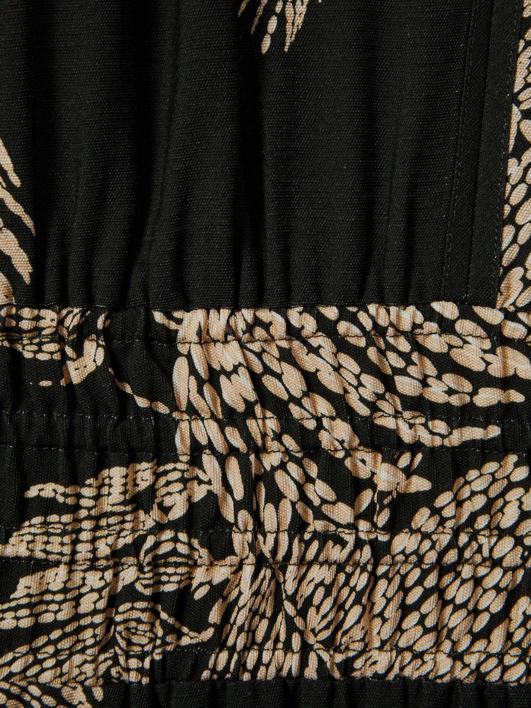 Tropical Print Elasticated Waist Midi Dress in Khaki Product Image