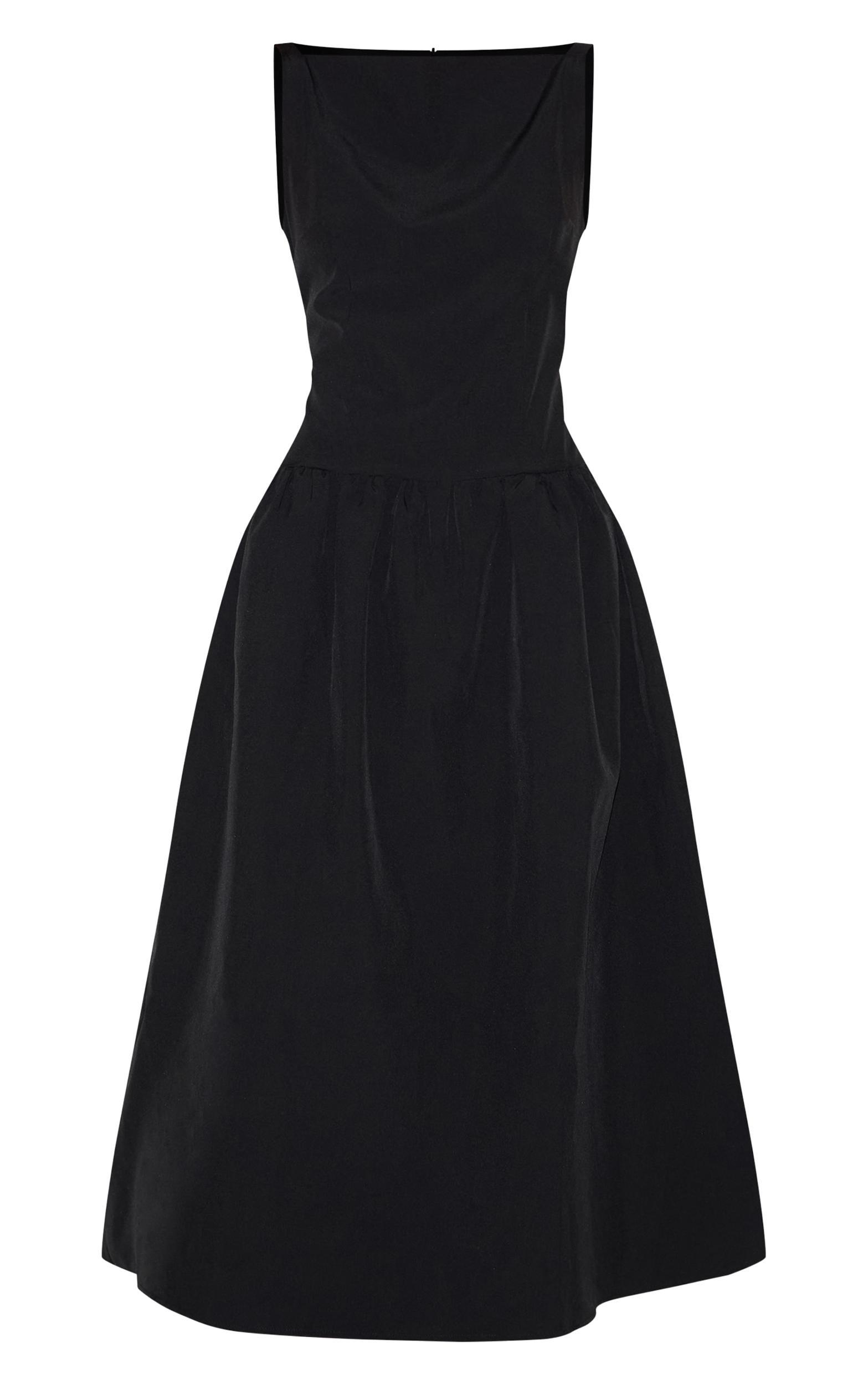 Black Dropped Waist Midaxi Dress Product Image