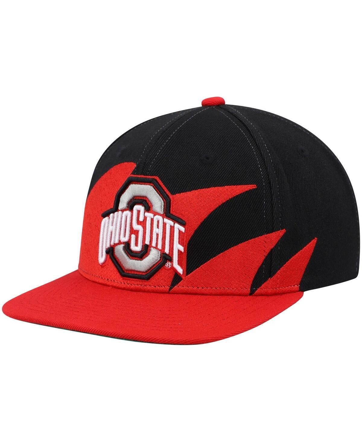 Mens Mitchell & Ness Scarlet/Black Ohio State Buckeyes Sharktooth Snapback Hat Product Image