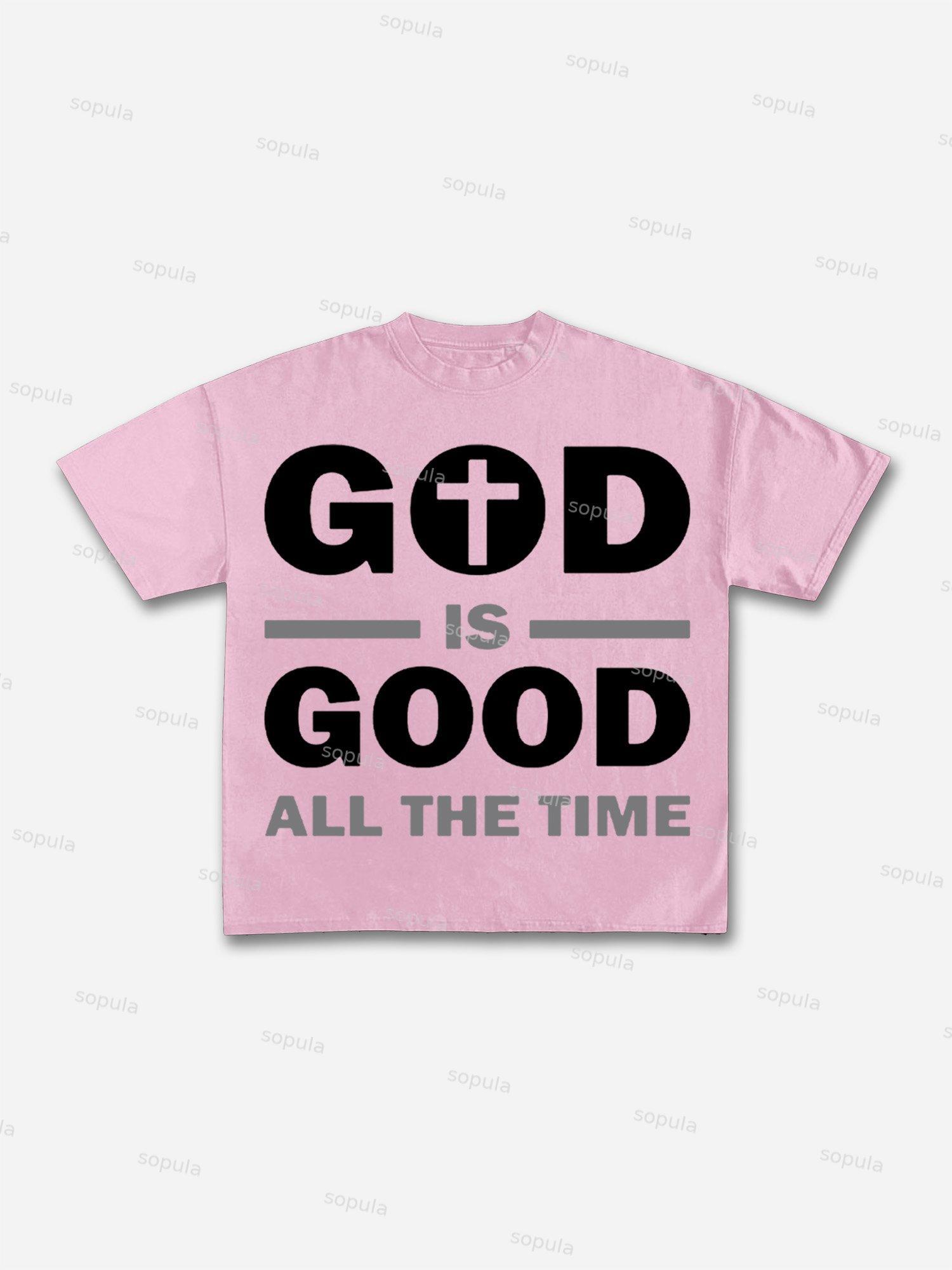 God Is Good Slogan Graphic Cotton T-shirt Product Image