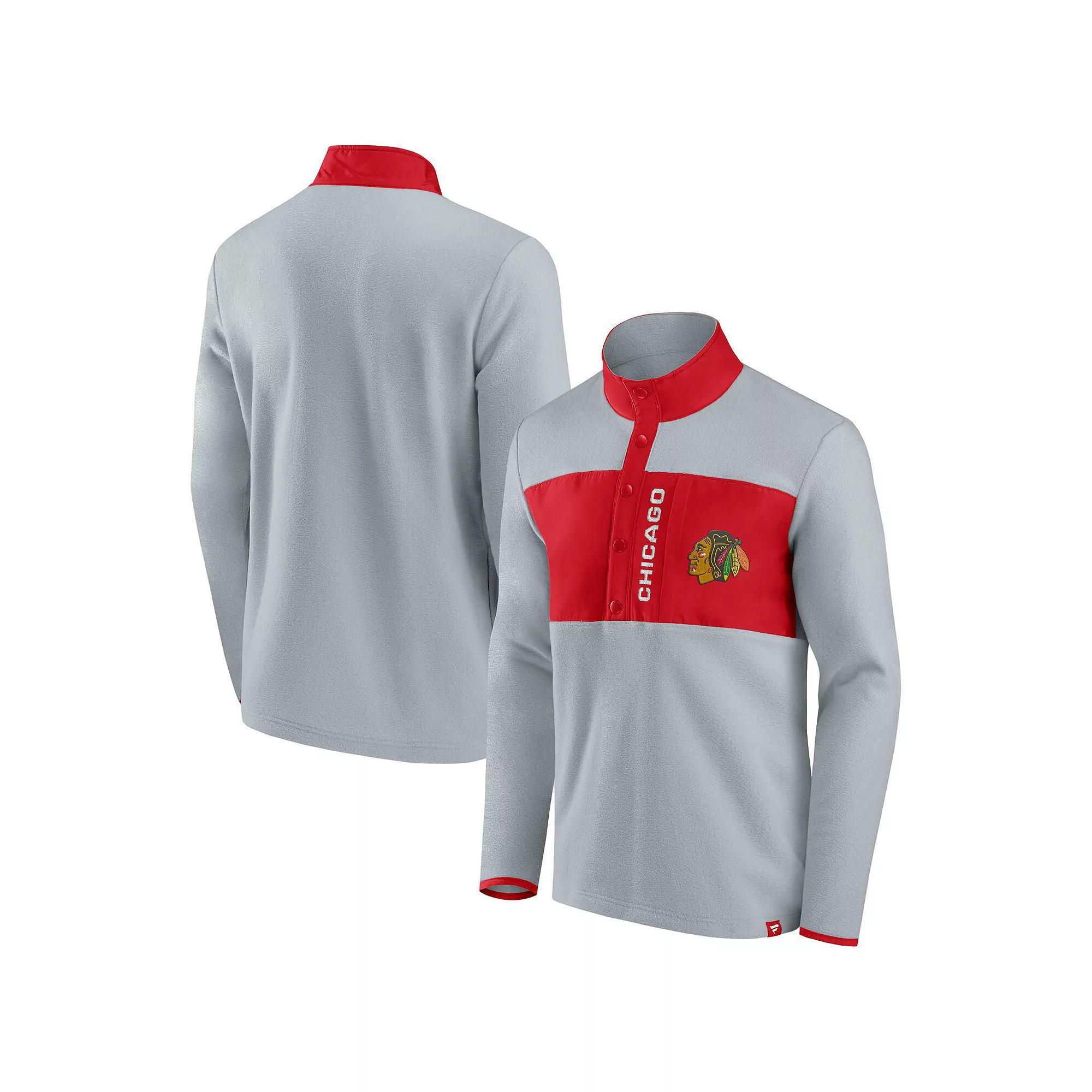 Men's Fanatics Branded Gray/Red Washington Capitals Omni Polar Fleece Quarter-Snap Jacket, Size: 5XL, Grey Product Image