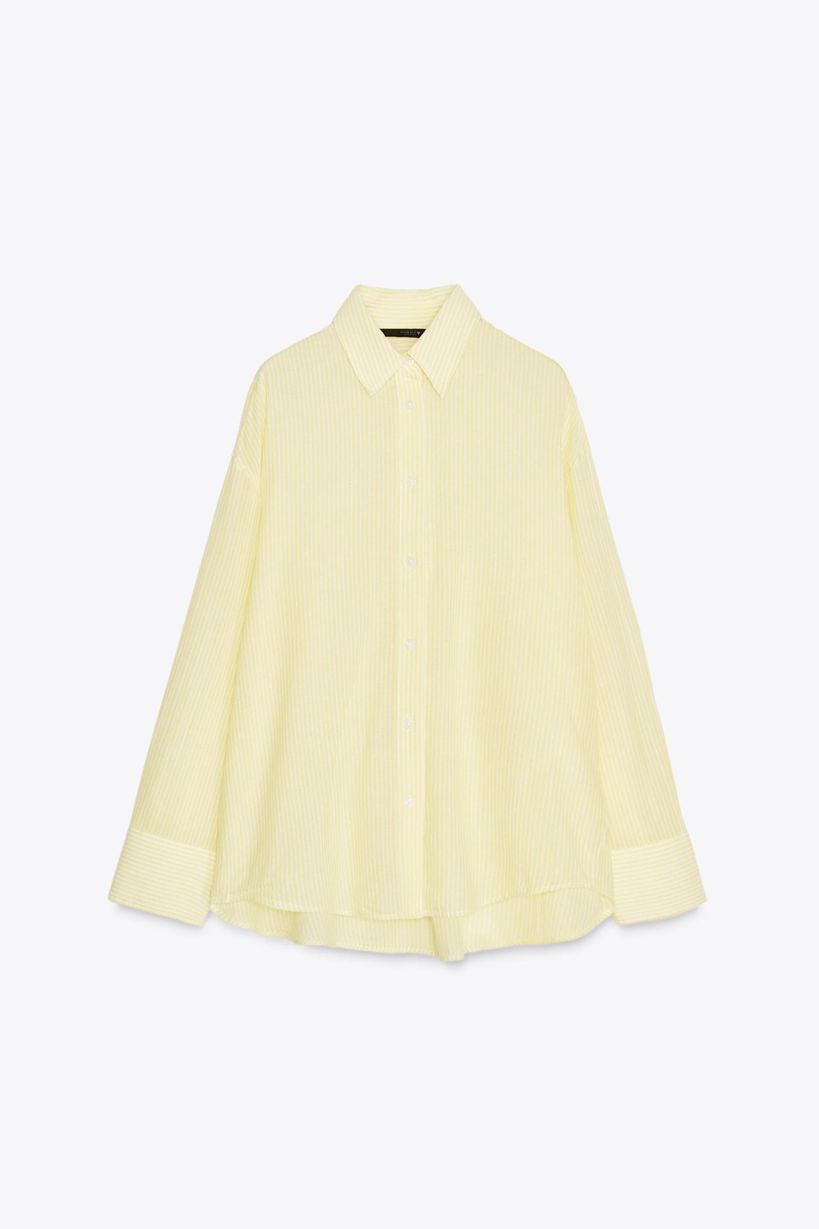 STRIPED GAUZE OVERSIZED SHIRT Product Image