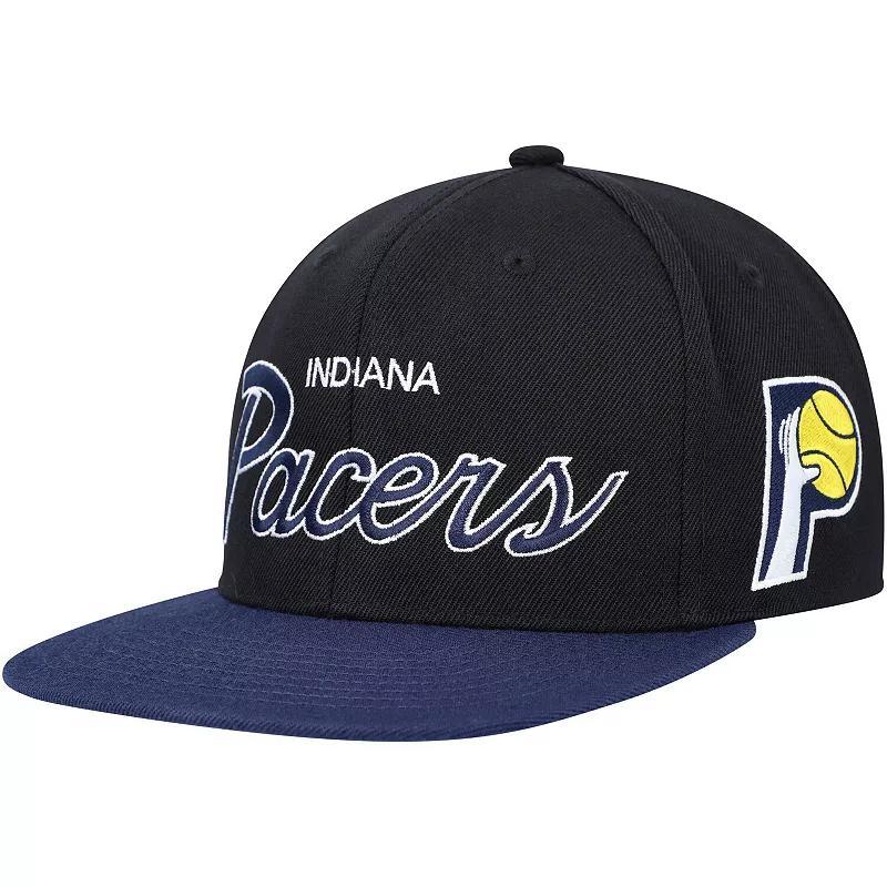 Mens Mitchell & Ness Indiana Pacers Hardwood Classics MVP Team Script 2.0 Snapback Hat Product Image