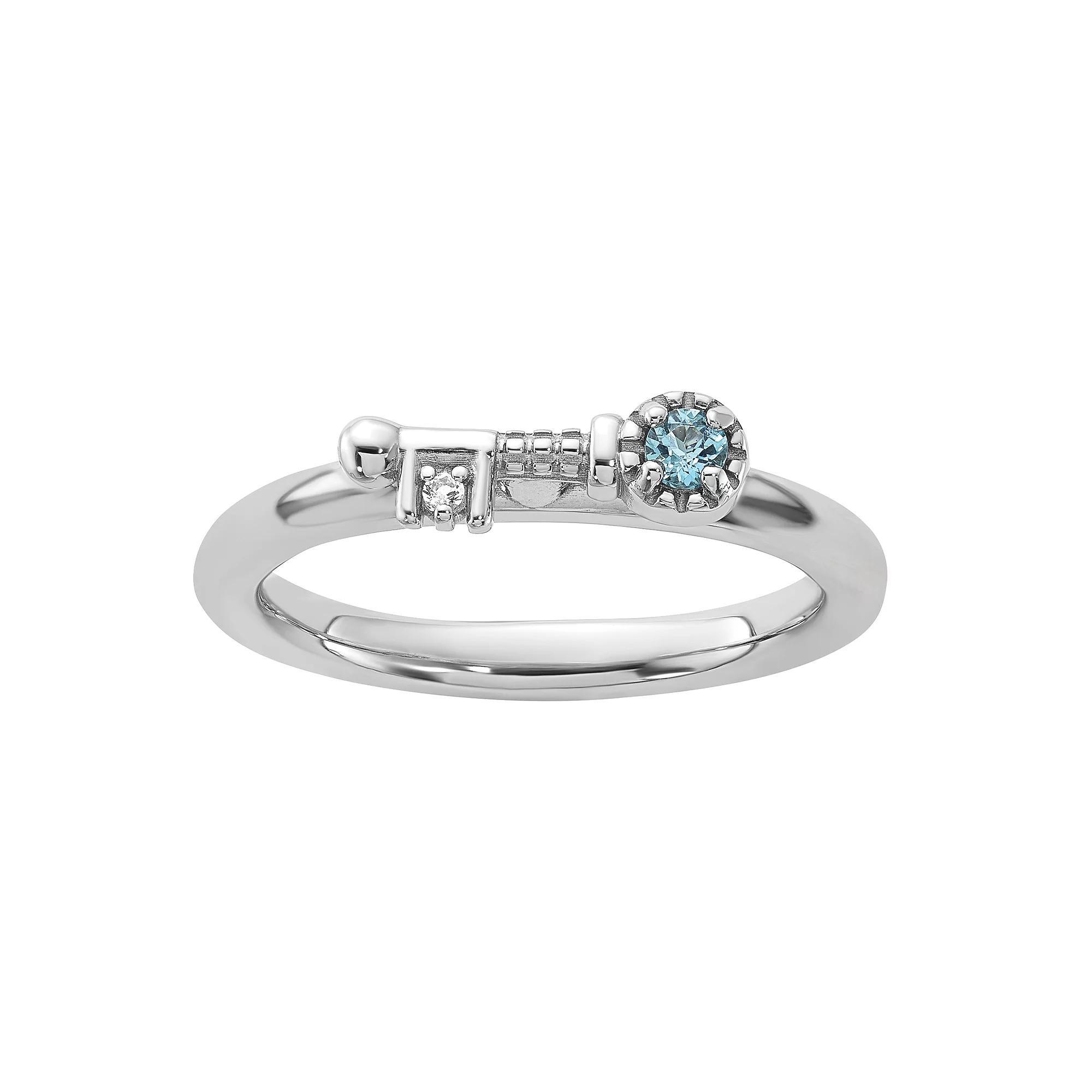 Stacks & Stones Sterling Silver Stackable Gemstone Key Ring, Women's, Size: 7, Blue Topaz Product Image