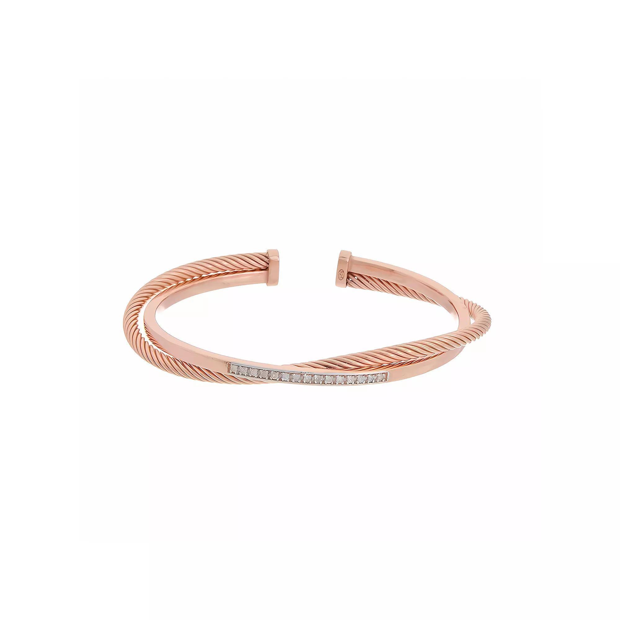 Meshmerise 1/5 Carat T.W. Diamond Twist Cuff Bracelet, Women's, Size: 7", Pink Tone Product Image