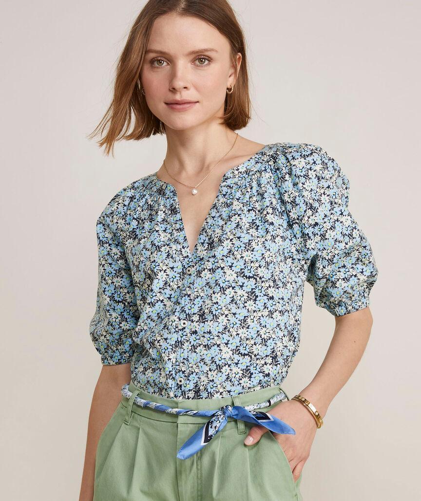 Poplin Button-Front Raglan Top Product Image